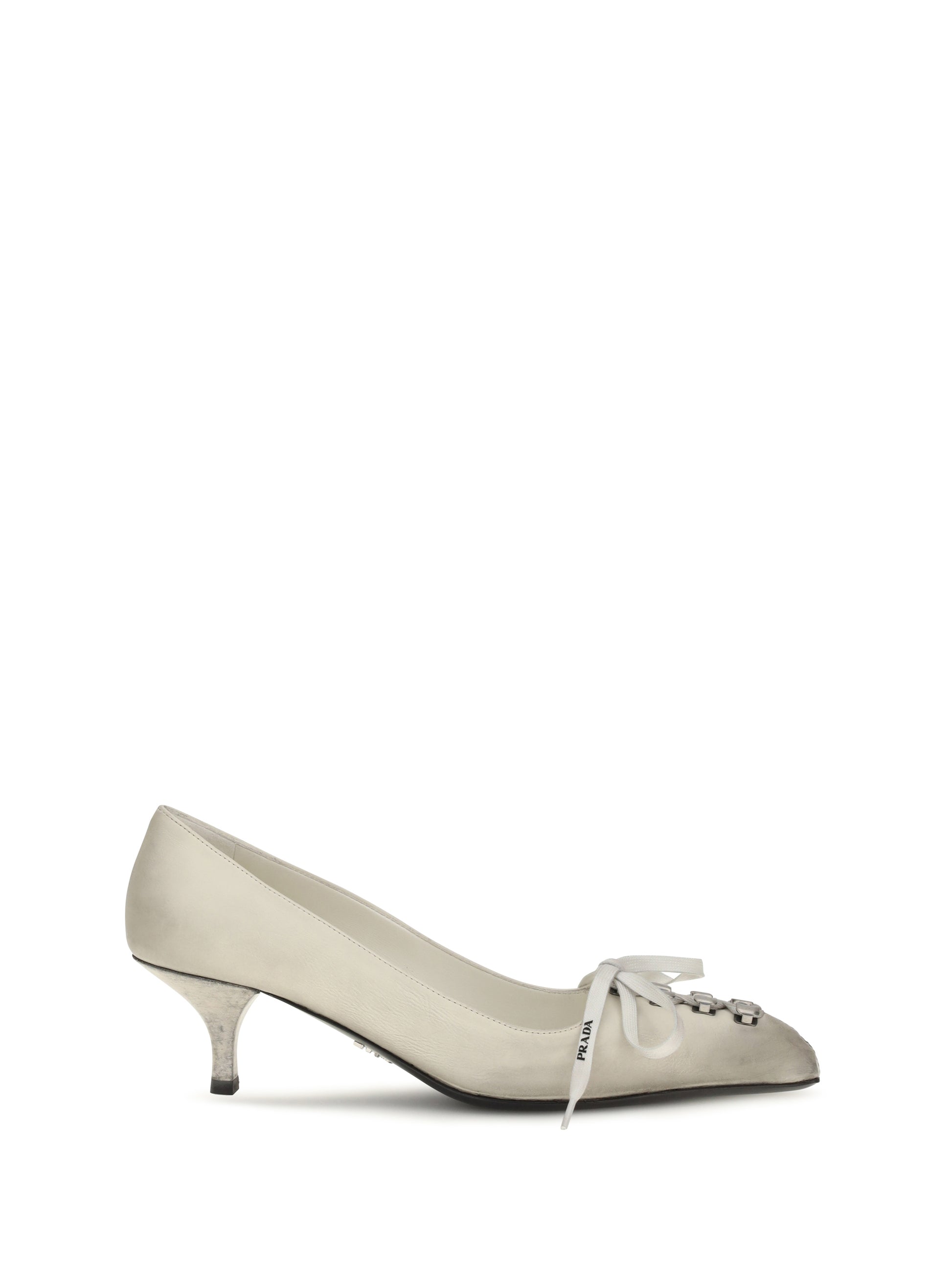Prada Women Lace-Up Antique-Finish Leather Pumps PRADA