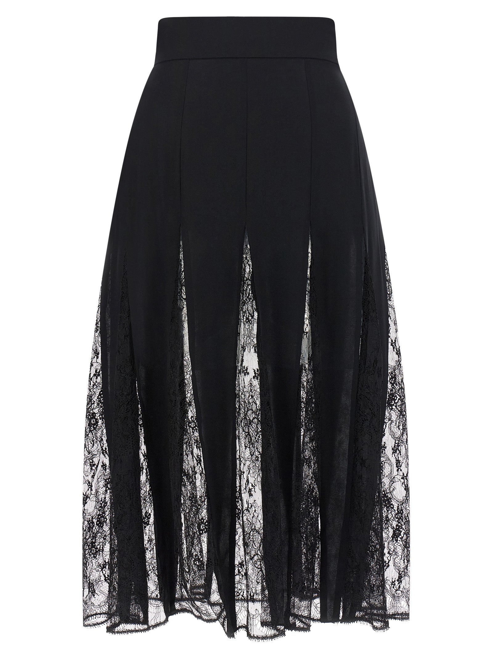 Dolce & Gabbana Women Charmeuse Skirt With Lace DOLCE & GABBANA