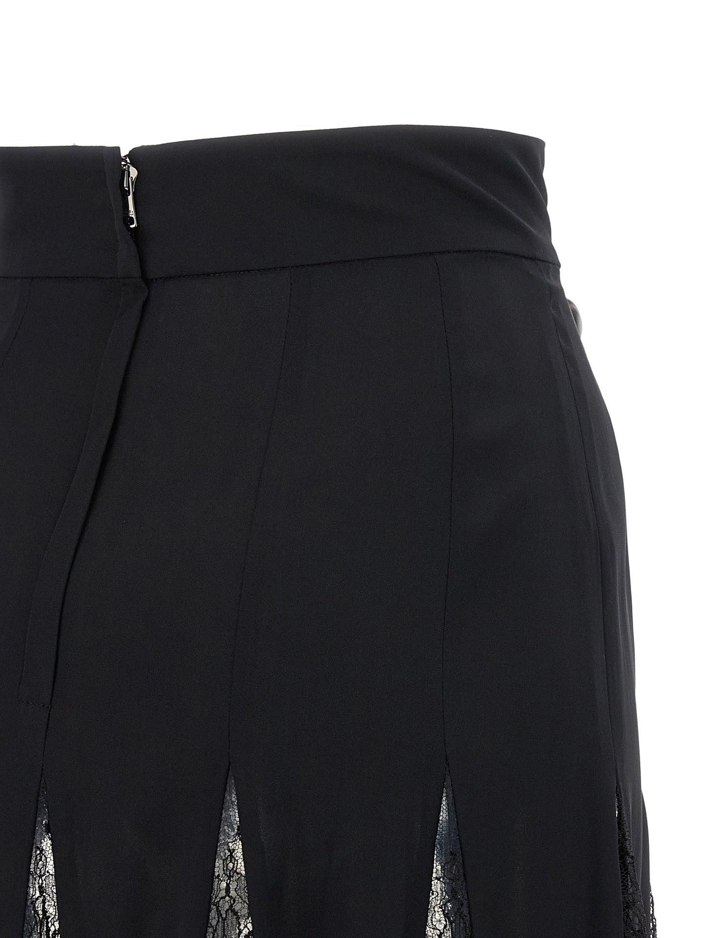 Dolce & Gabbana Women Charmeuse Skirt With Lace DOLCE & GABBANA