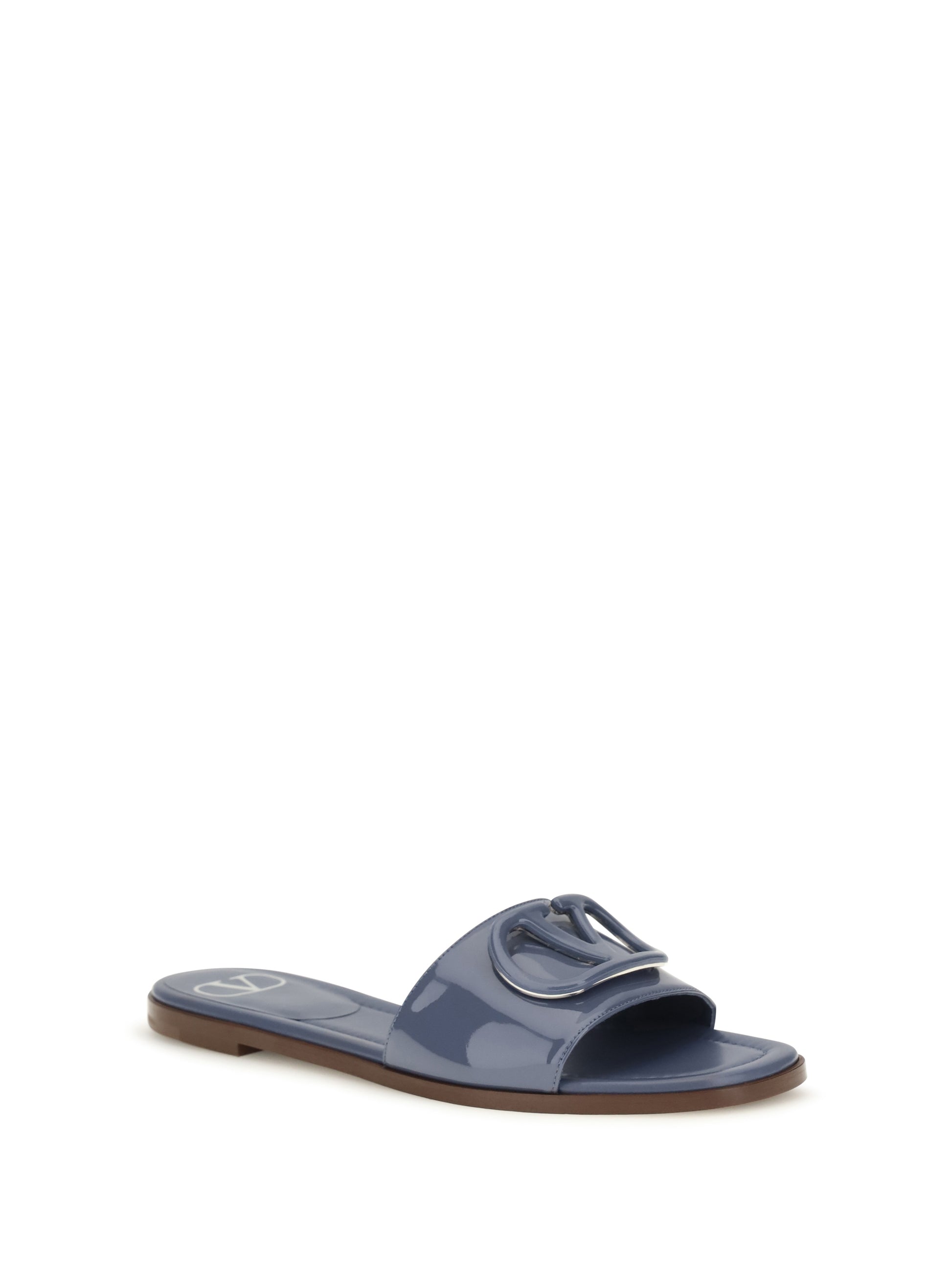 Valentino Garavani Women Vlogo Patent Leather Slide Sandals VALENTINO GARAVANI
