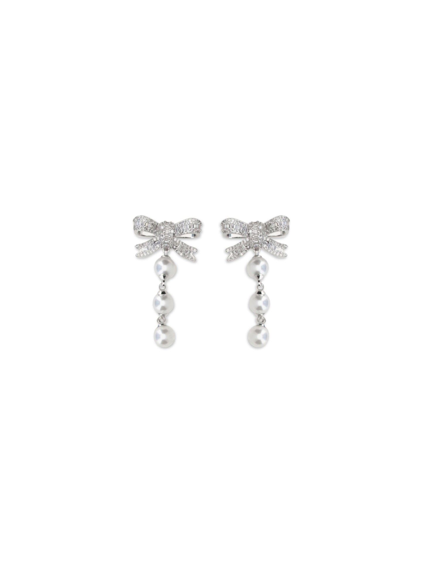 Self-Portrait Women Crystal Bow And Pearl Drop Earrings SELF-PORTRAIT