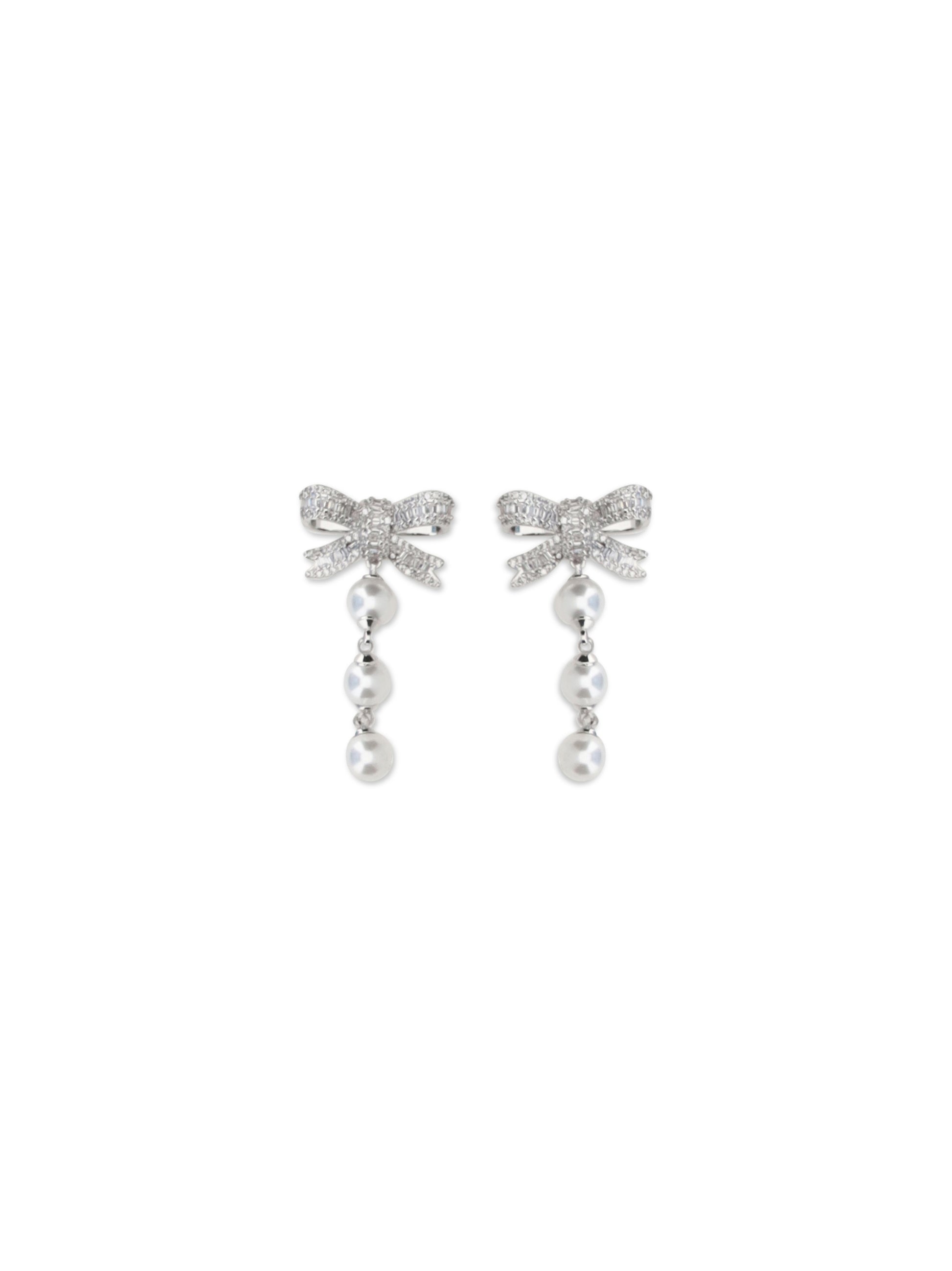 Self-Portrait Women Crystal Bow And Pearl Drop Earrings SELF-PORTRAIT