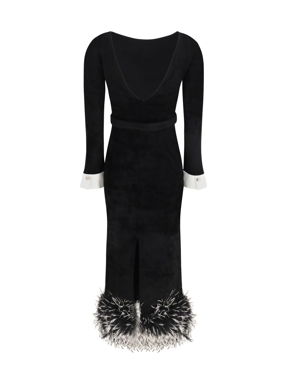 Self-Portrait Women Feather-Trimmed Chenille Midi Dress SELF-PORTRAIT
