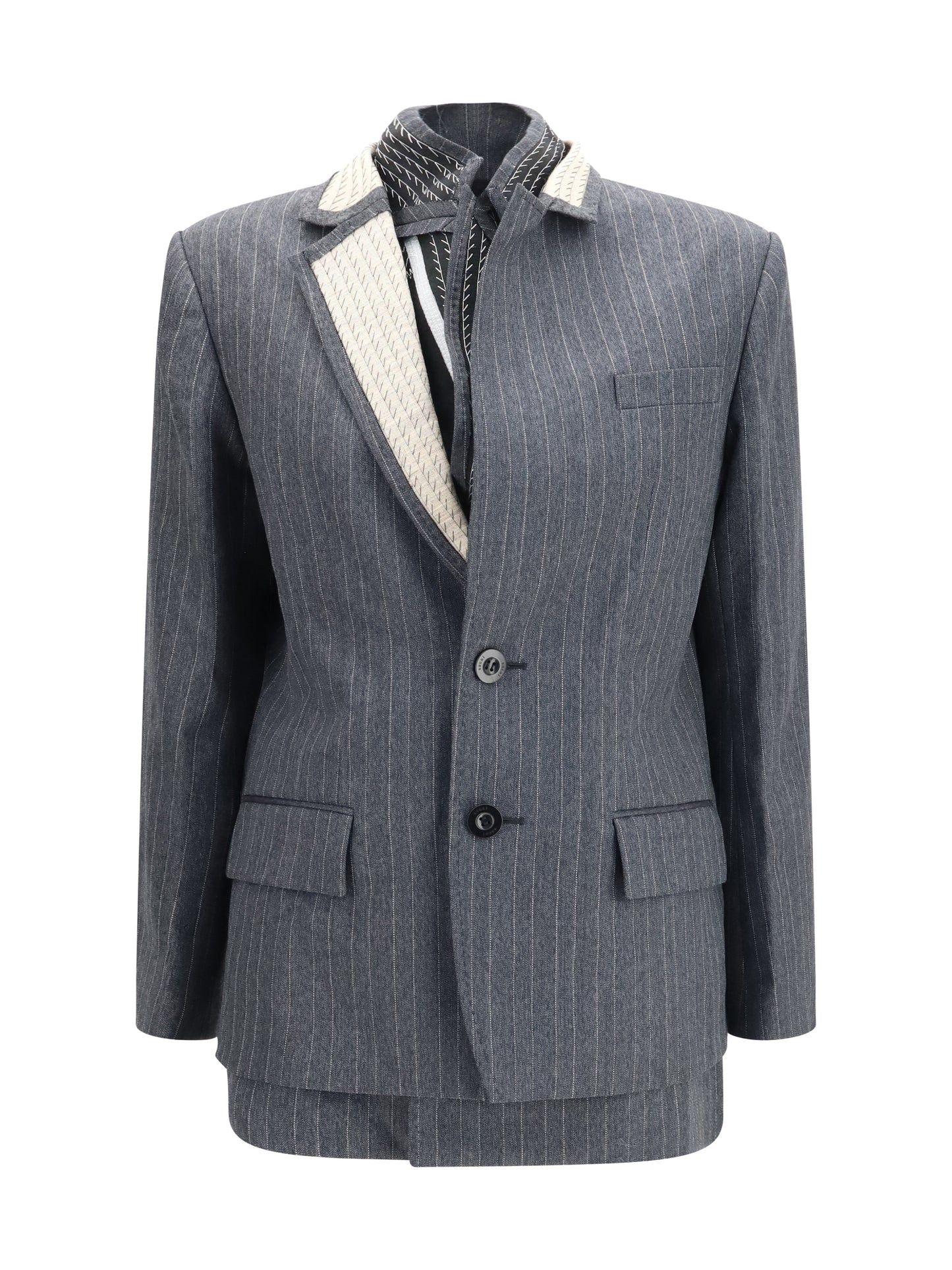 Sacai Women Pinstripe Single Breasted Jacket SACAI