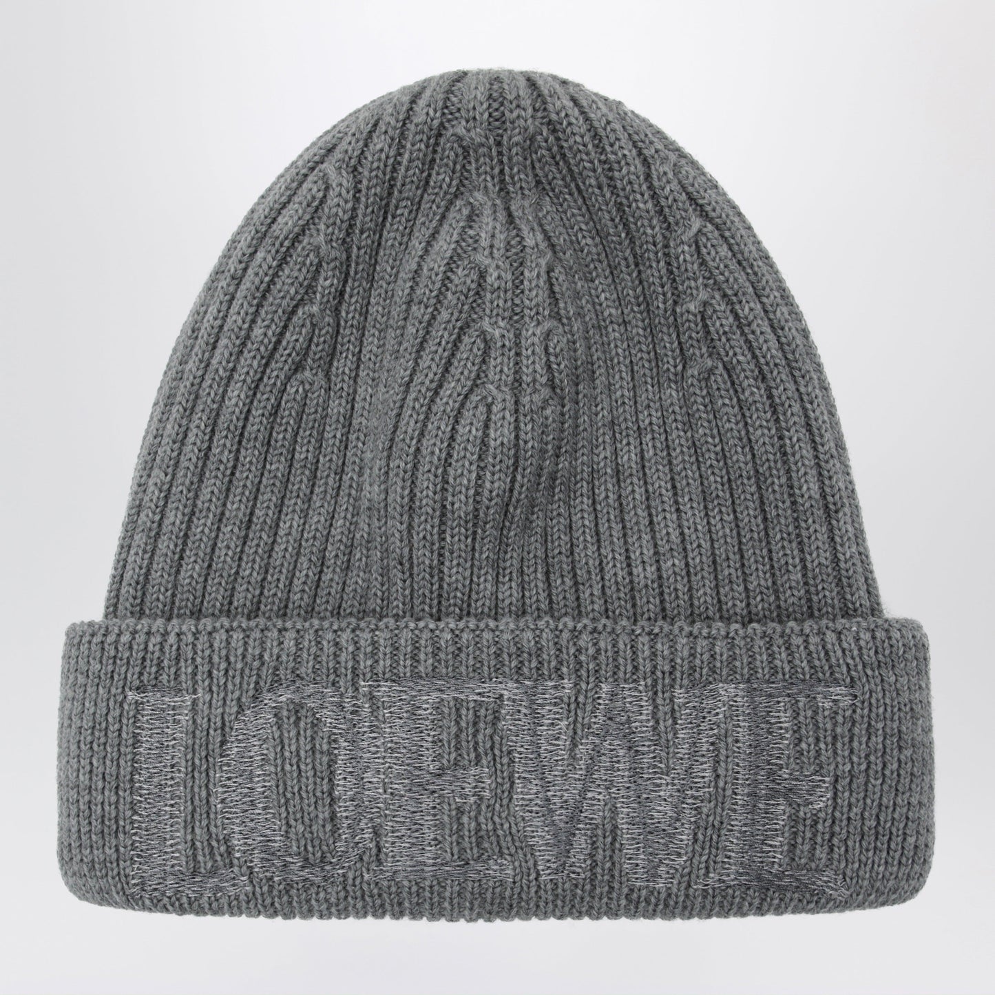 Loewe Grey Wool Beanie With Logo Embroidery Men LOEWE