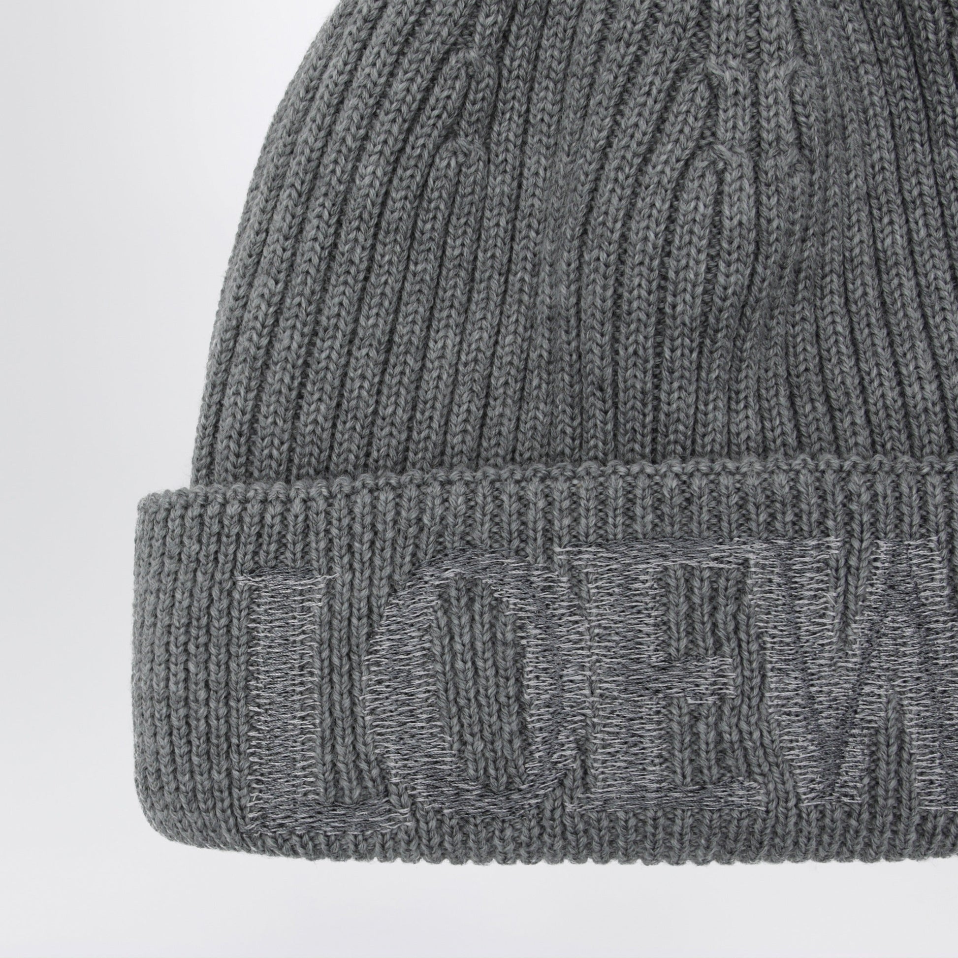 Loewe Grey Wool Beanie With Logo Embroidery Men LOEWE