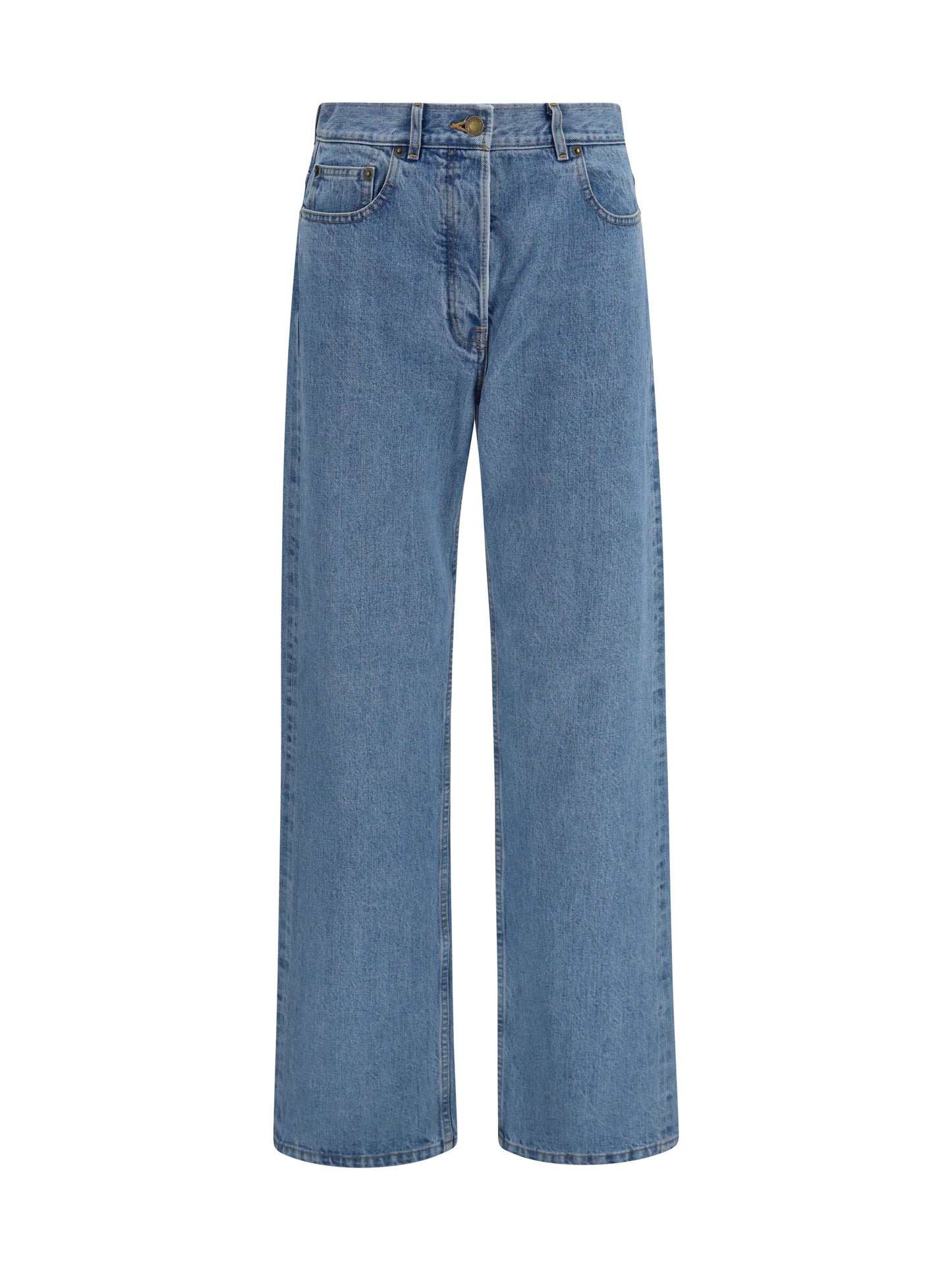 Thom Browne Women Straight-Leg Selvedge Cotton Jeans With Adjustable Back Strap THOM BROWNE