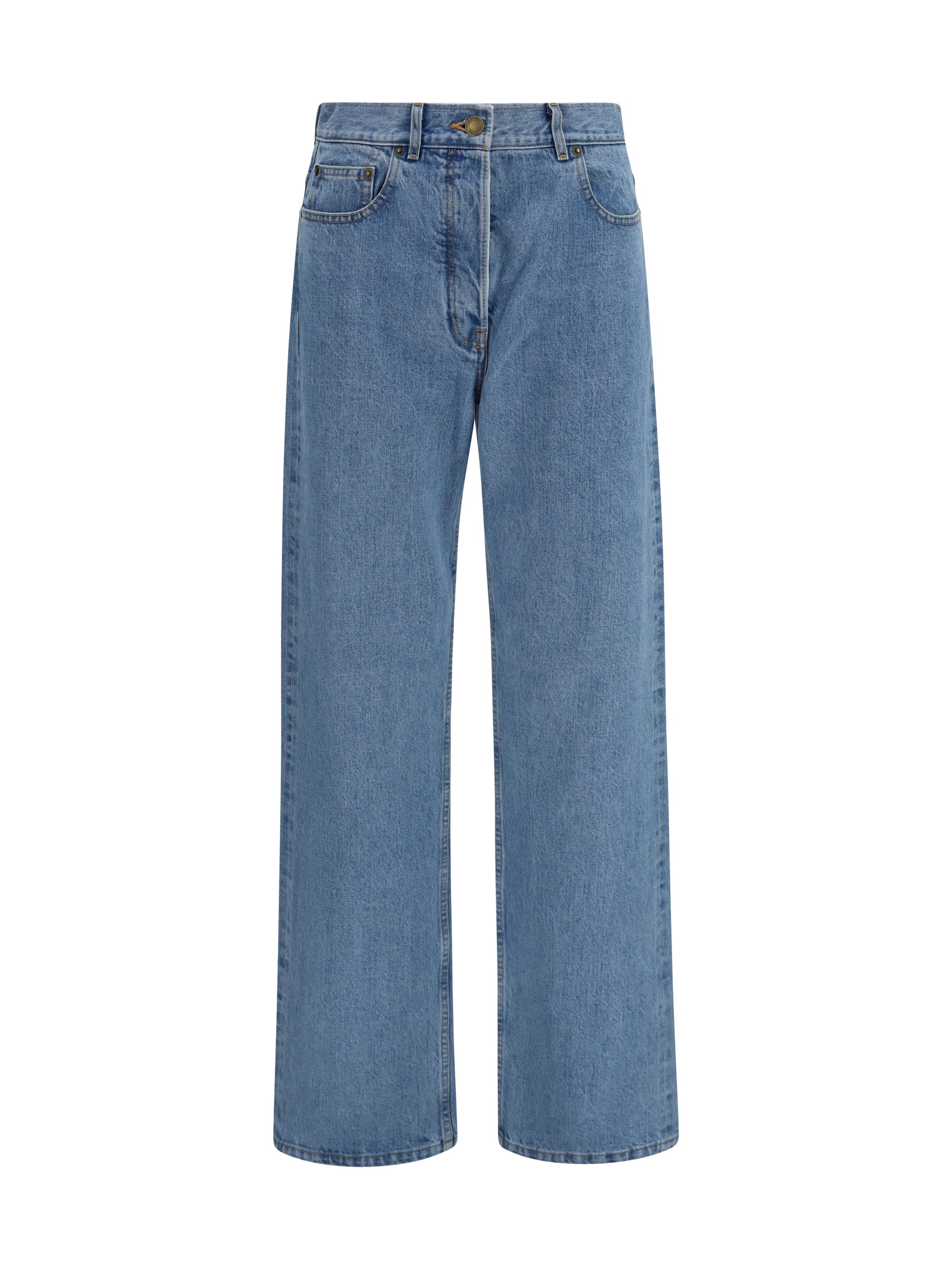 Thom Browne Women Straight-Leg Selvedge Cotton Jeans With Adjustable Back Strap THOM BROWNE