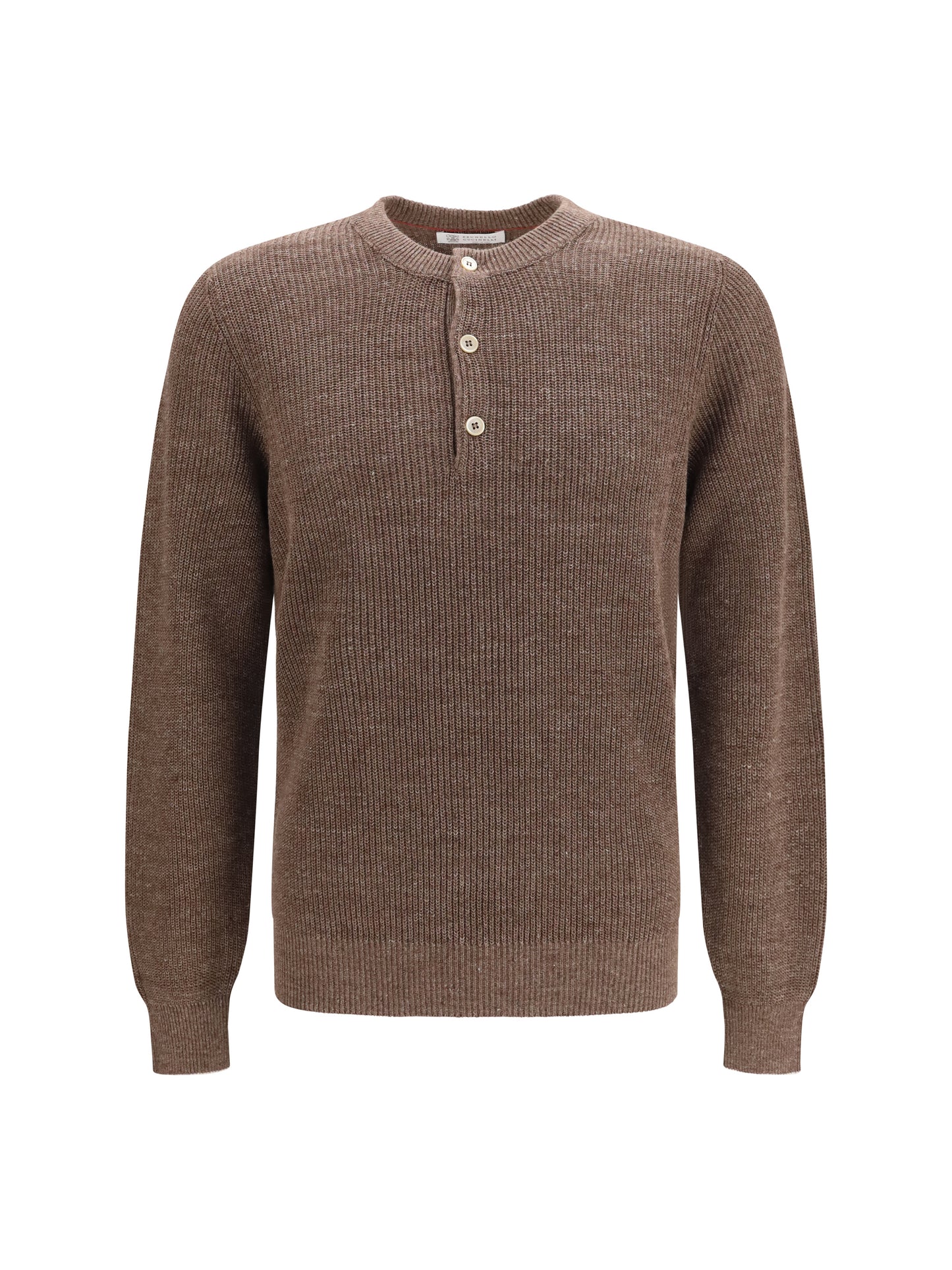 Brunello Cucinelli Men Cotton And Linen Henley Sweater BRUNELLO CUCINELLI