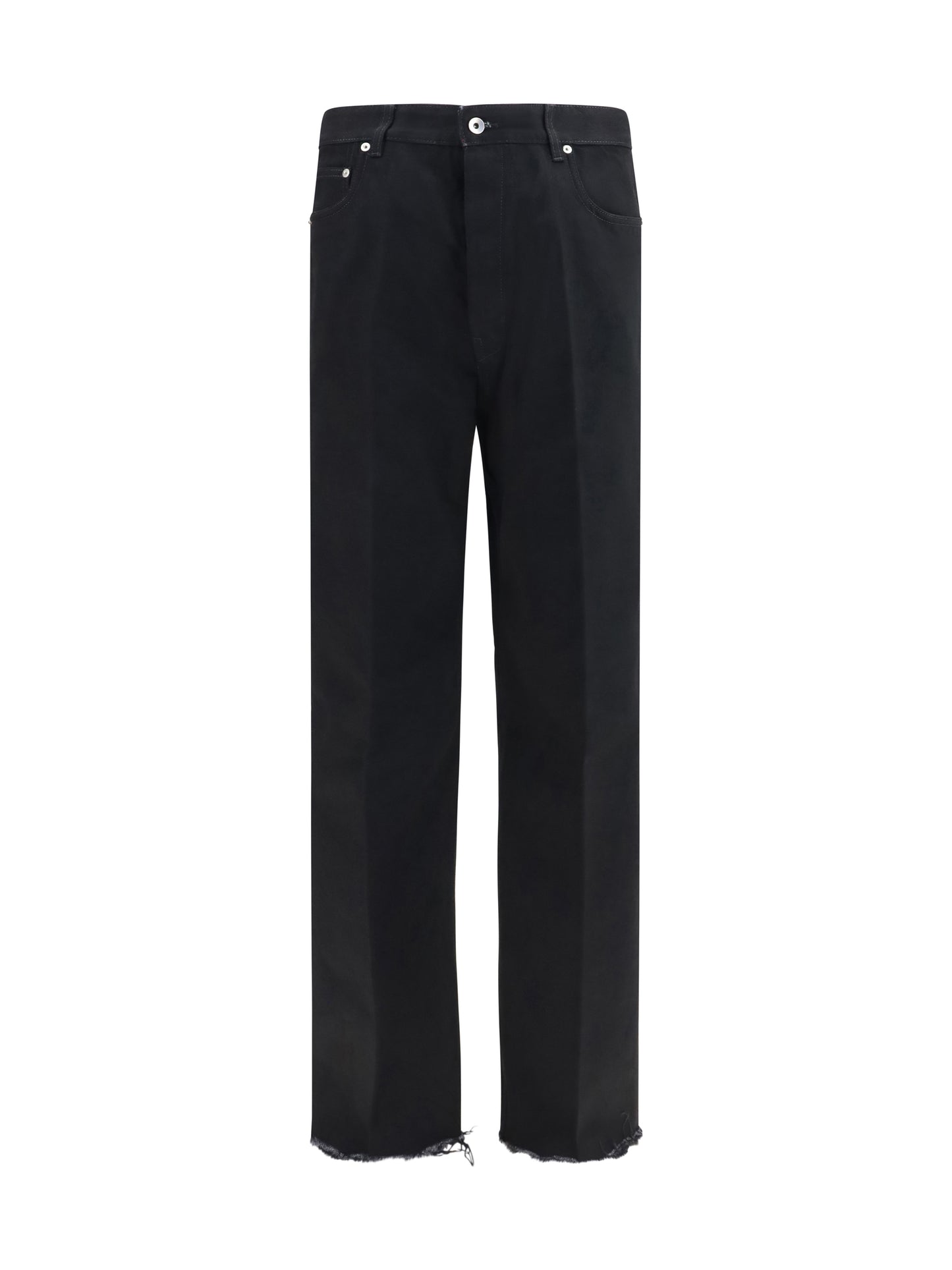 Rick Owens Men Frayed Hem Cotton Jeans RICK OWENS