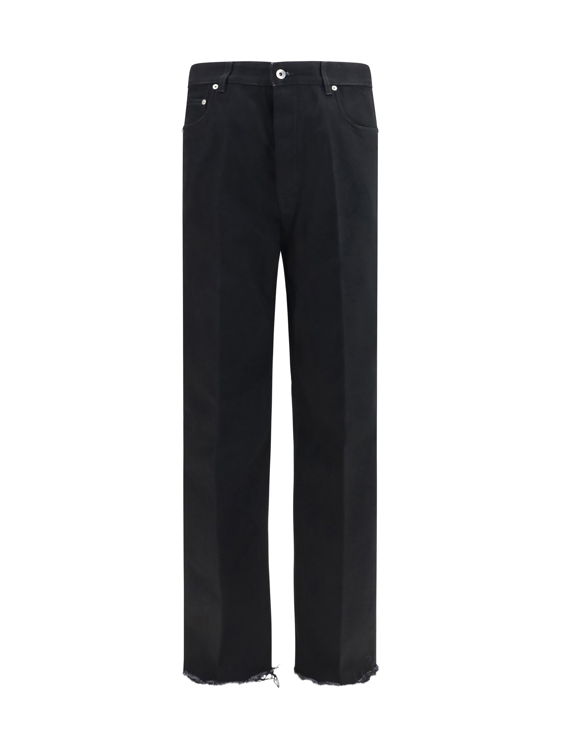 Rick Owens Men Frayed Hem Cotton Jeans RICK OWENS