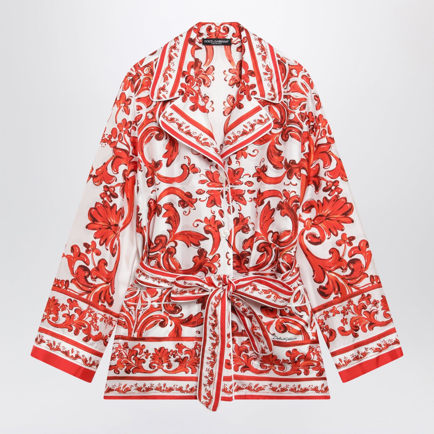 Dolce&Gabbana Vanity Shirt In Silk With Majolica Print, Multicolor Women DOLCE & GABBANA