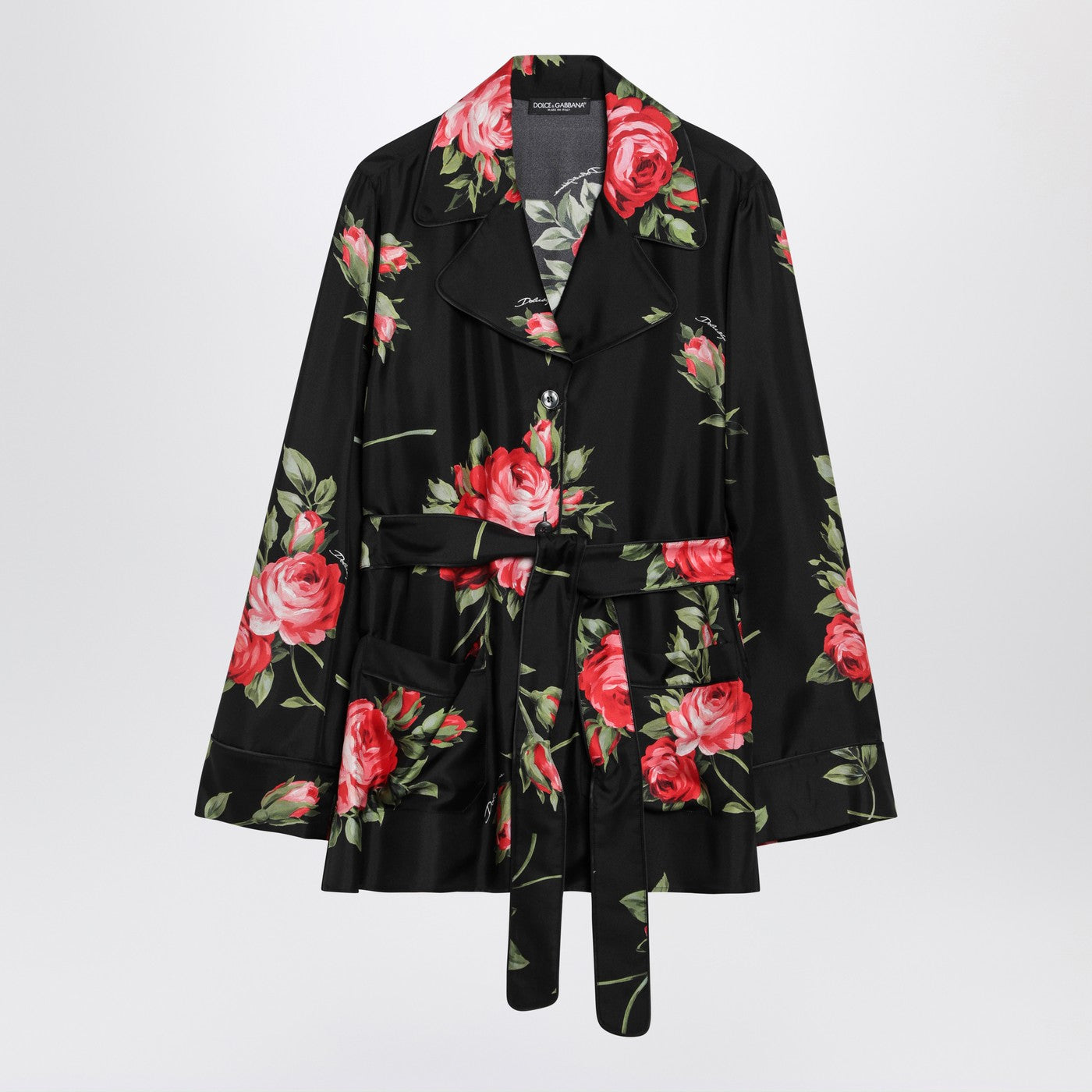 Dolce&Gabbana Black Vanity Shirt With Bouquet Rose Print Women DOLCE & GABBANA