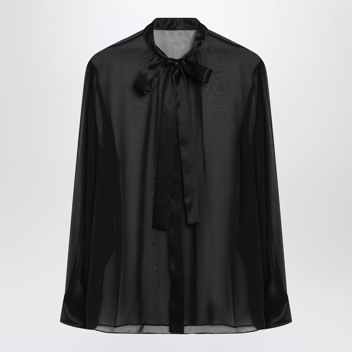 Dolce&Gabbana Black Silk Chiffon Shirt With Bow Women DOLCE & GABBANA