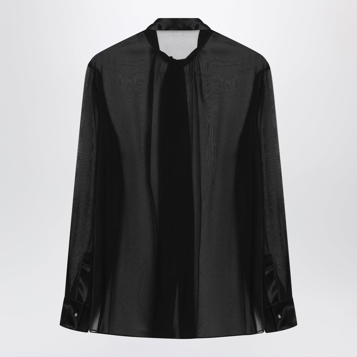 Dolce&Gabbana Black Silk Chiffon Shirt With Bow Women DOLCE & GABBANA