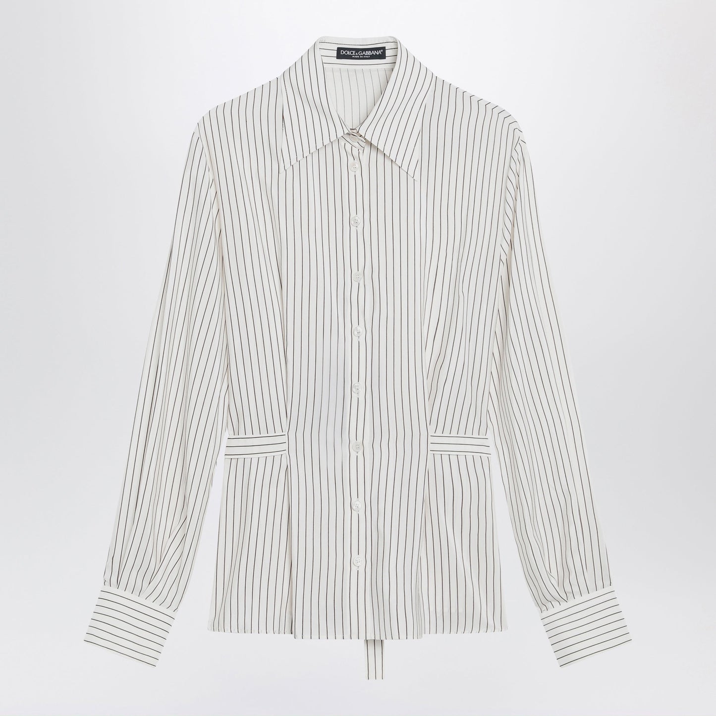 Dolce&Gabbana White Pinstriped Shirt In Silk And Cotton Women DOLCE & GABBANA