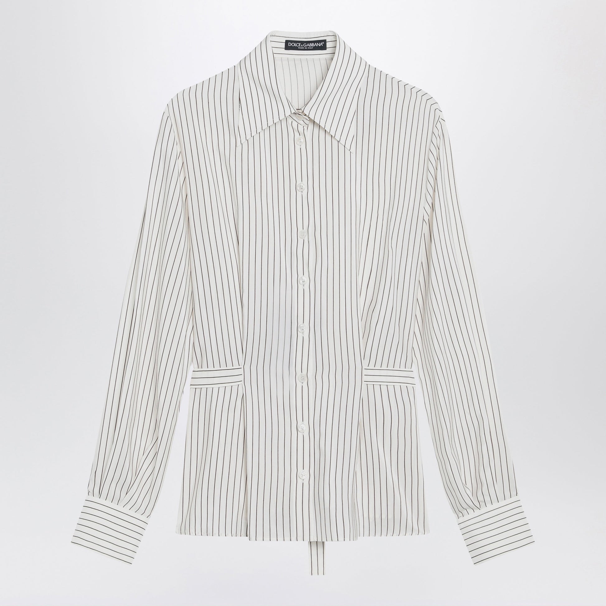 Dolce&Gabbana White Pinstriped Shirt In Silk And Cotton Women DOLCE & GABBANA