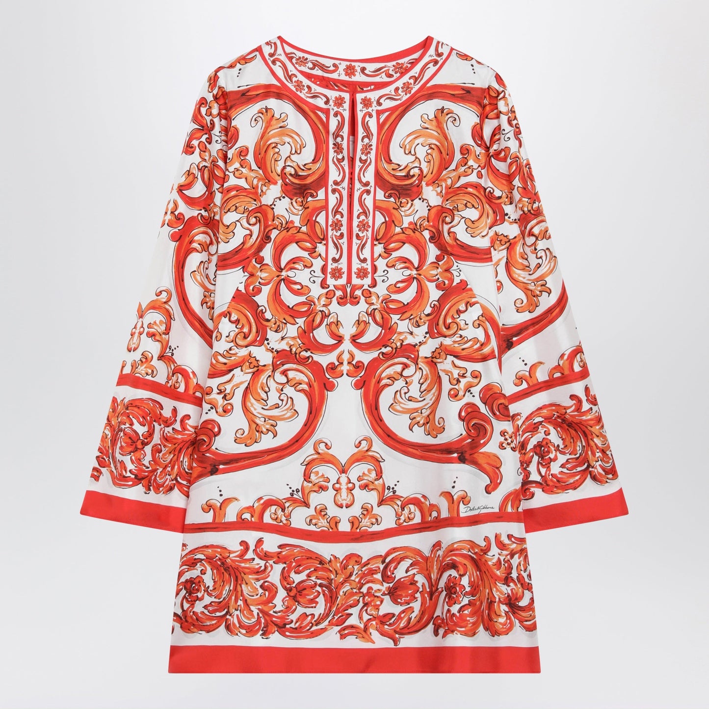Dolce&Gabbana Maiolica-Print Silk Twill Kaftan Dress, Multicolour Women DOLCE & GABBANA