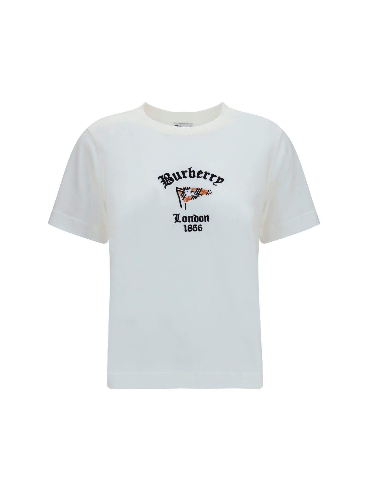 Burberry Women Cotton T-Shirt With Check Flag BURBERRY