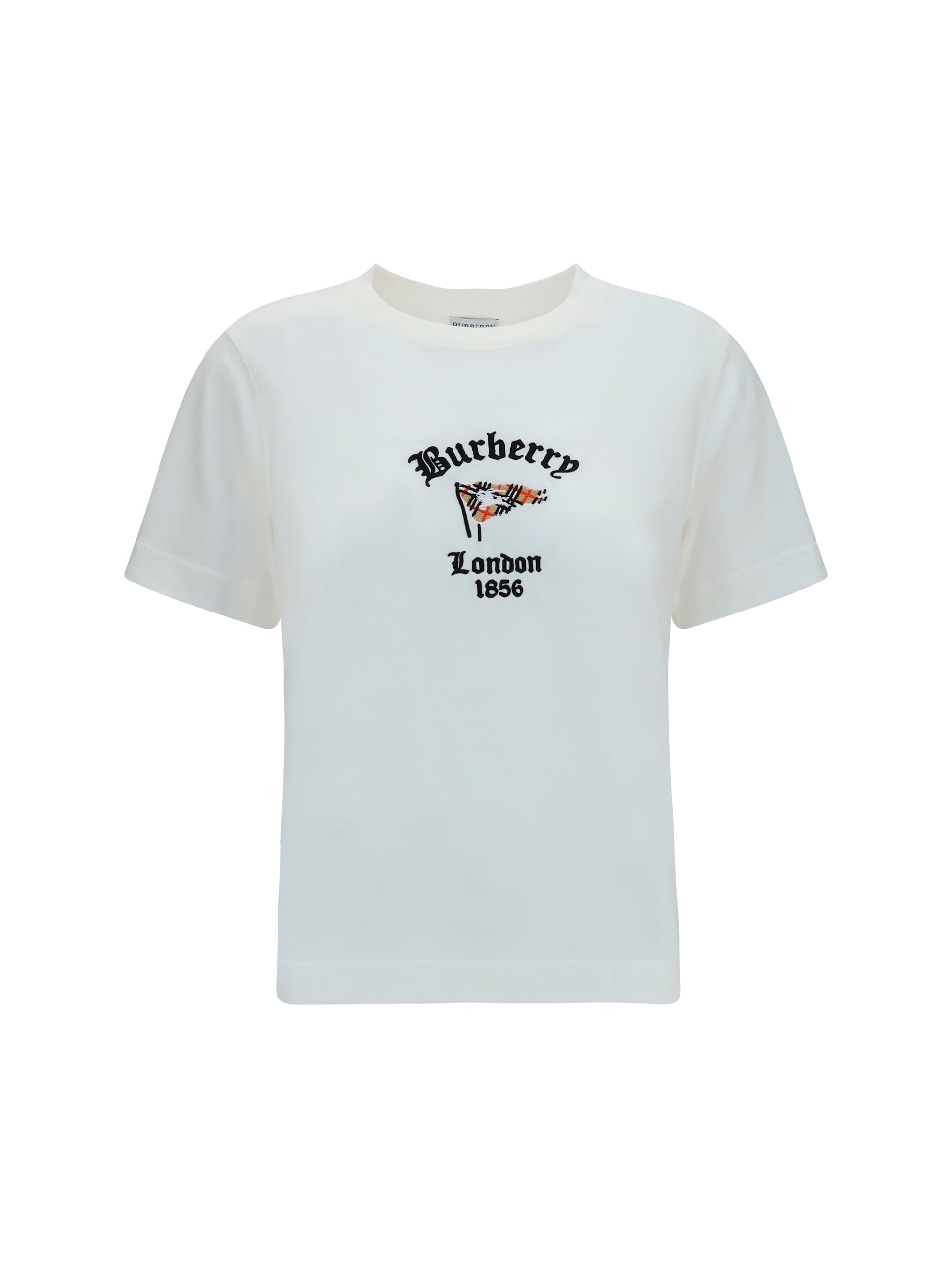 Burberry Women Cotton T-Shirt With Check Flag BURBERRY