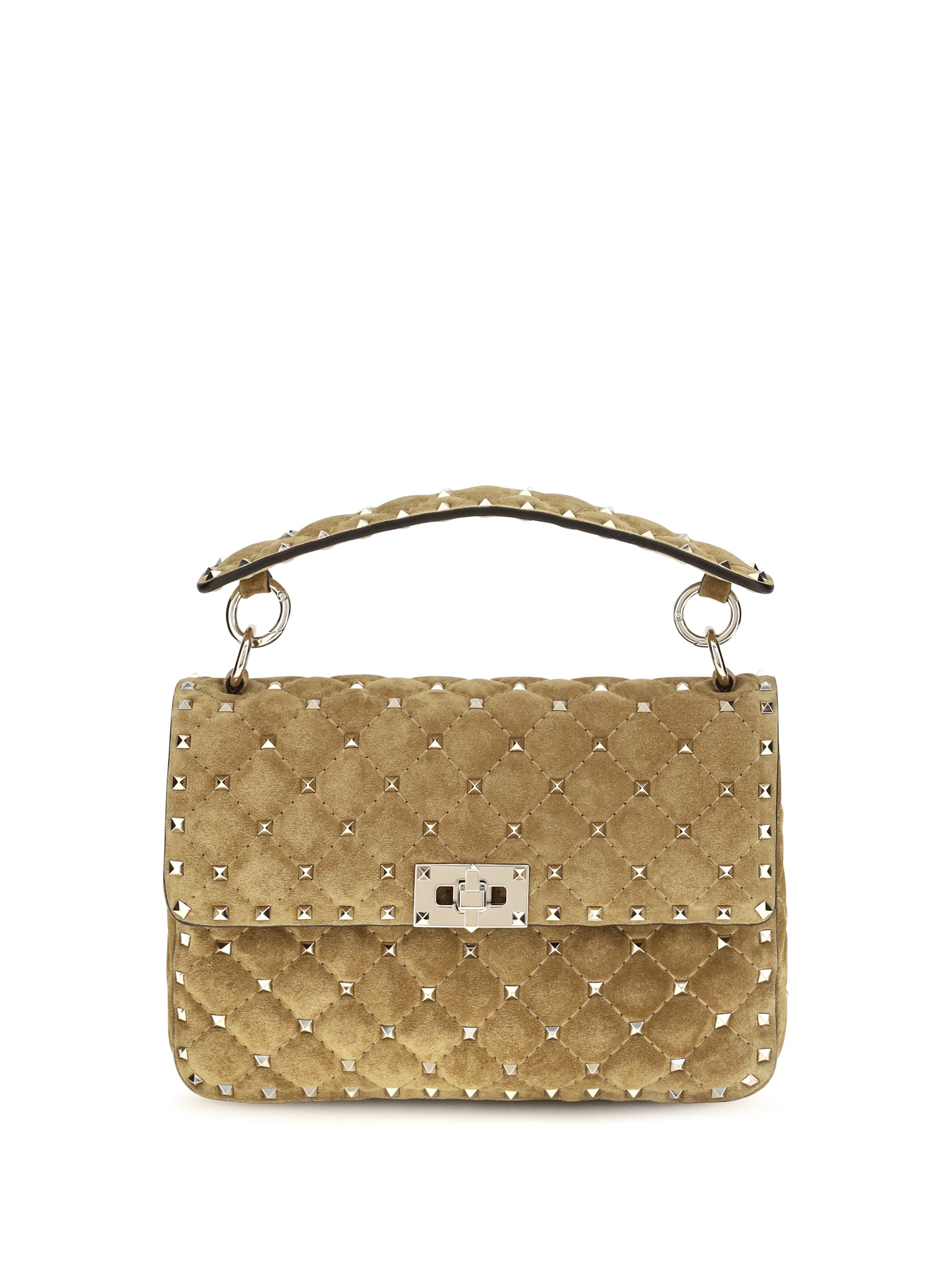 Valentino Garavani Women Medium Rockstud Spike Suede Top Handle Bag VALENTINO GARAVANI