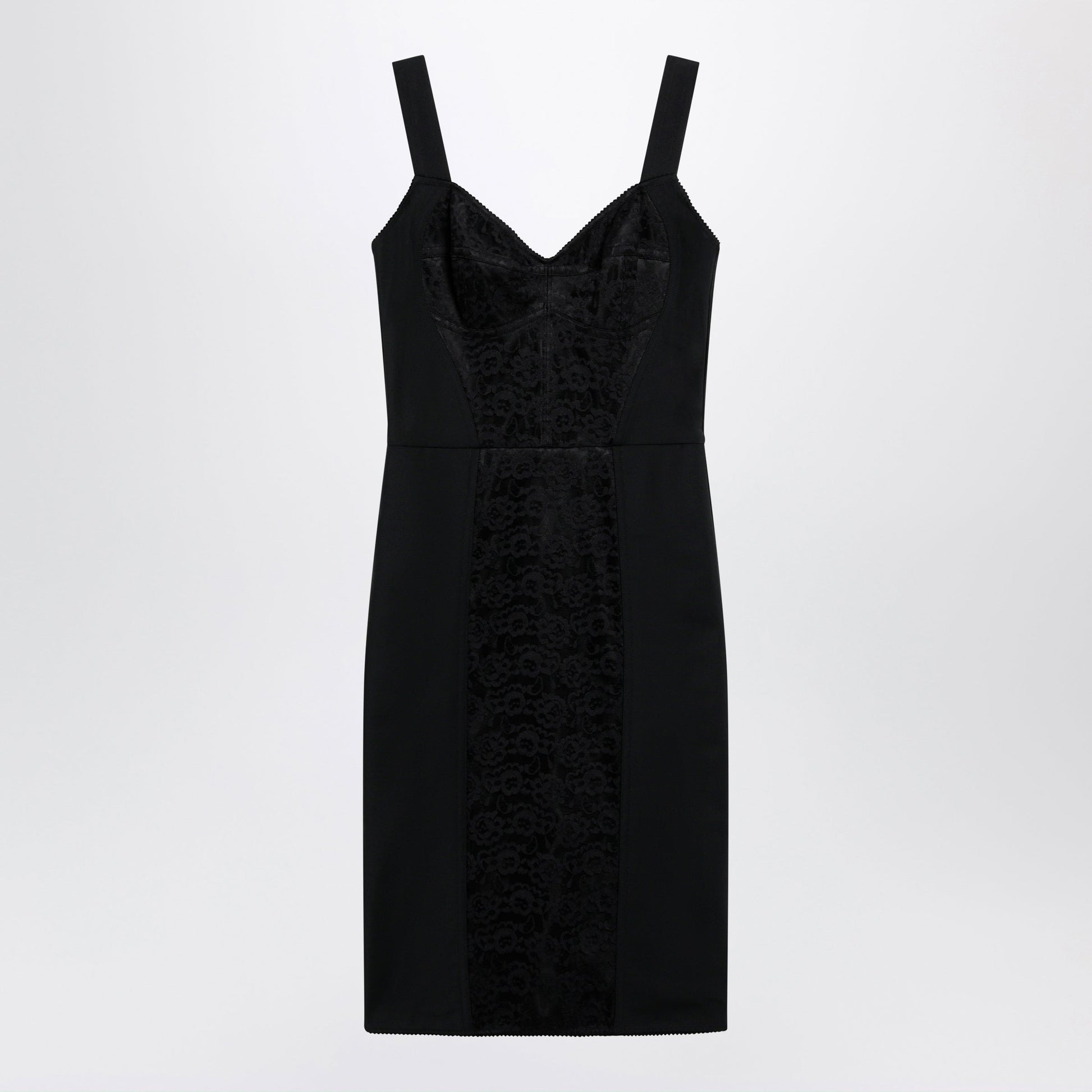 Dolce&Gabbana Black Sheath Dress With Lace Details Women DOLCE & GABBANA