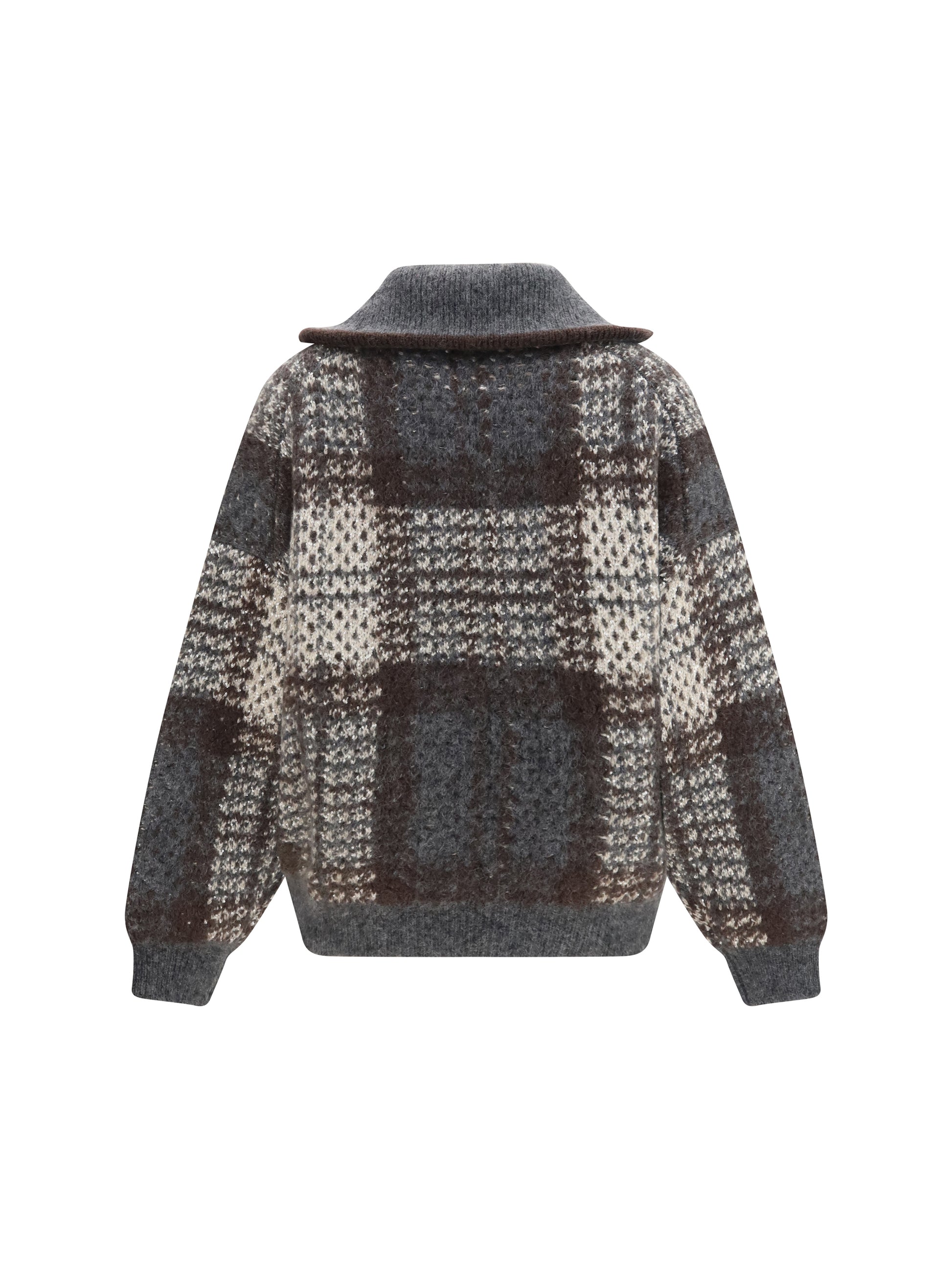 Brunello Cucinelli Women Checked Wool Zip Cardigan BRUNELLO CUCINELLI