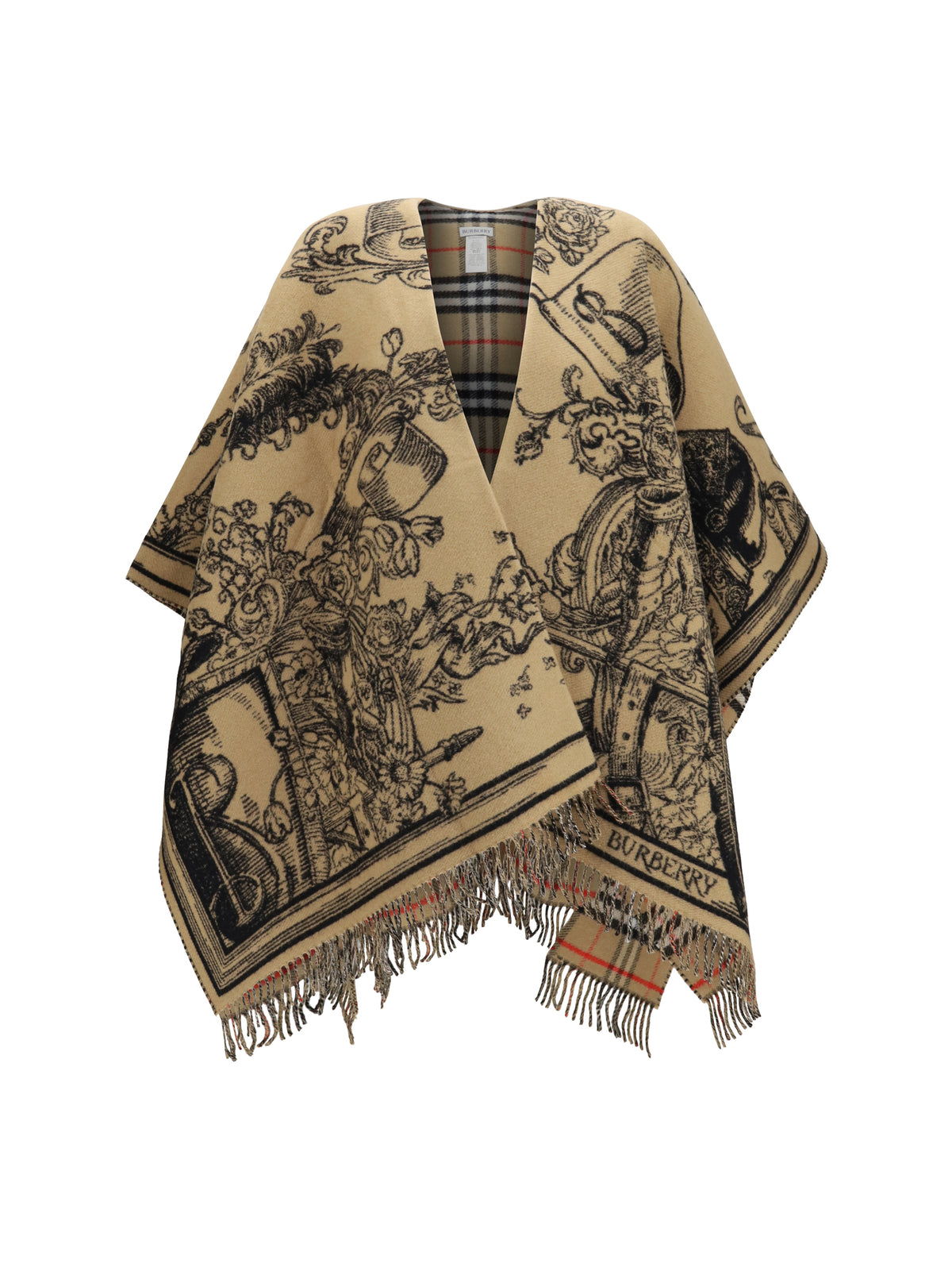 Burberry Women Wool Knight-Motif Cape BURBERRY