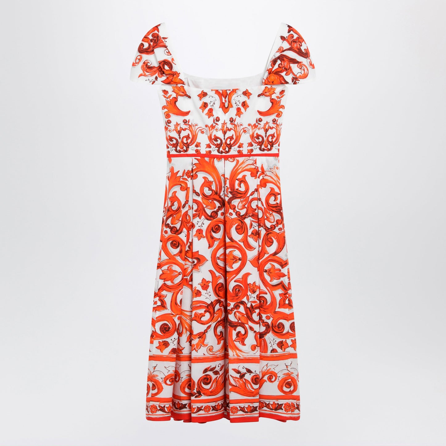 Dolce&Gabbana Maiolica-Print Cotton Poplin Dress In Orange Women DOLCE & GABBANA