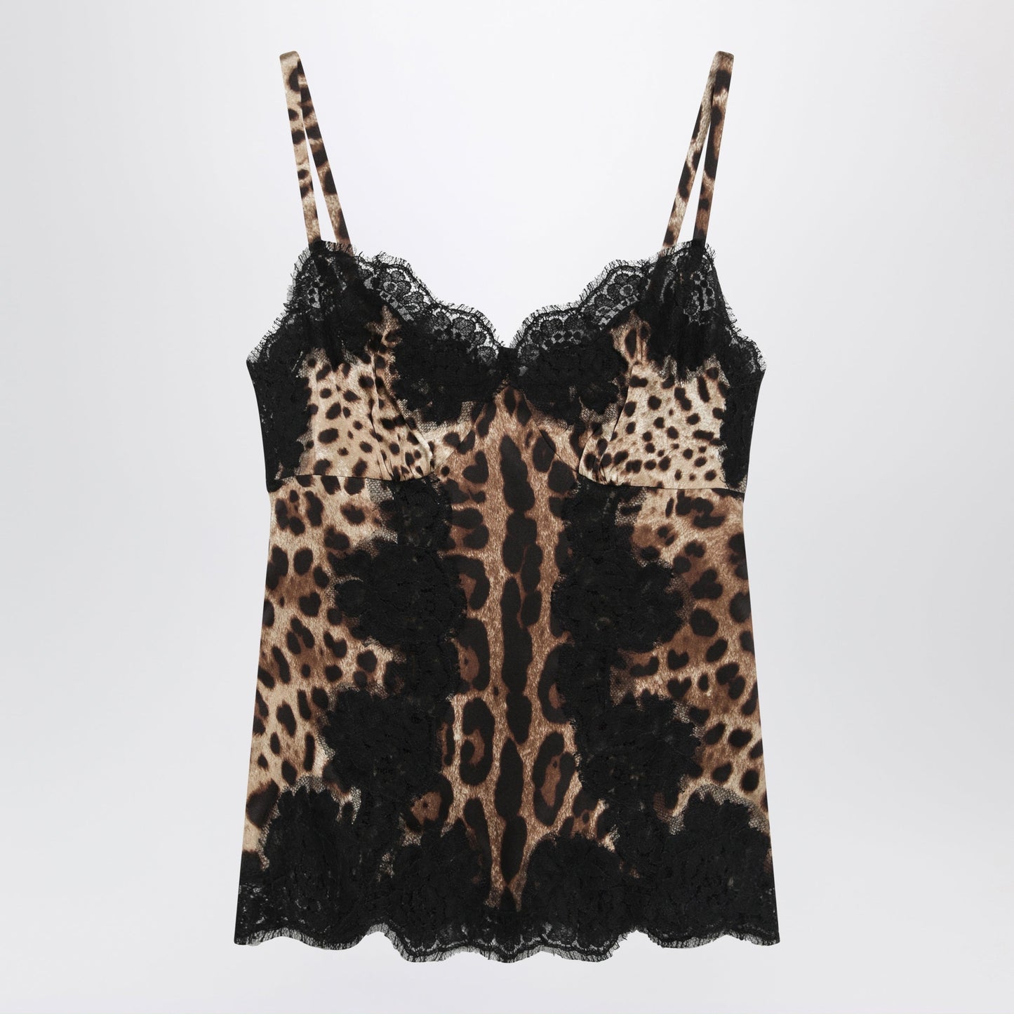 Dolce&Gabbana Leopard-Print Satin Camisole With Lace Trim Women DOLCE & GABBANA