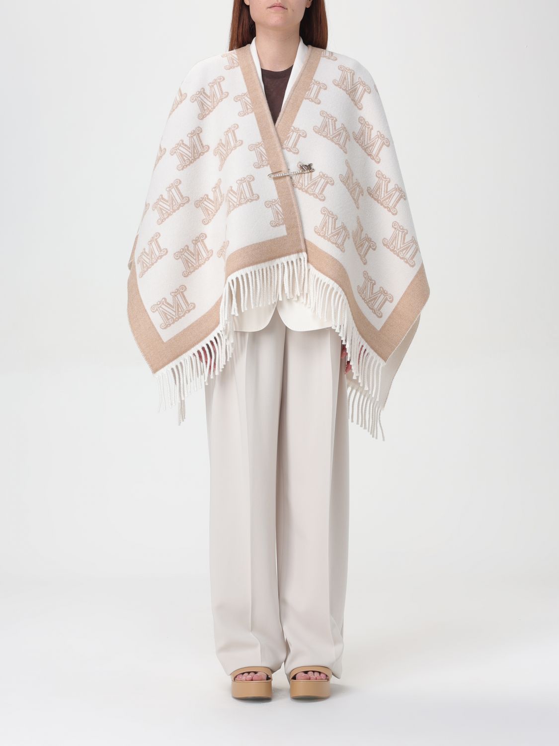 Max Mara Studio Cape Woman Cream MAX MARA STUDIO