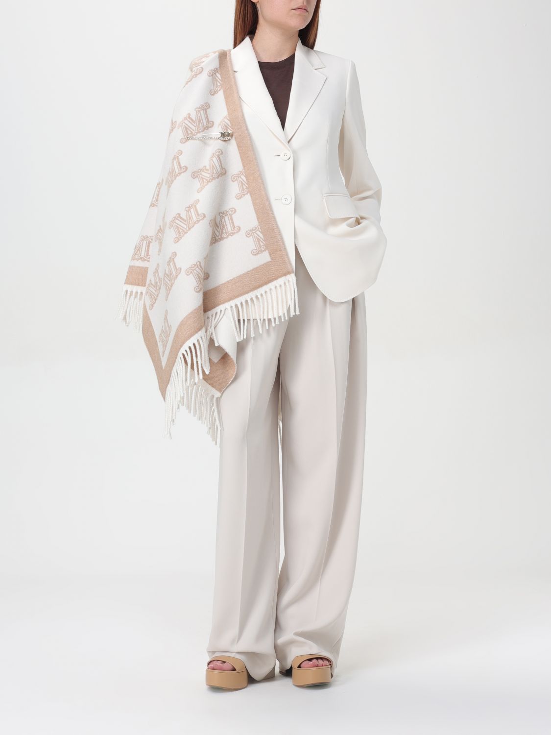 Max Mara Studio Cape Woman Cream MAX MARA STUDIO