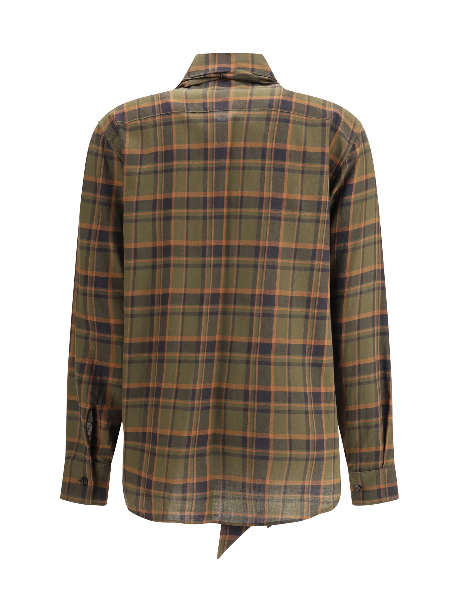 Saint Laurent Women Cassandre Check Lavallière Shirt SAINT LAURENT