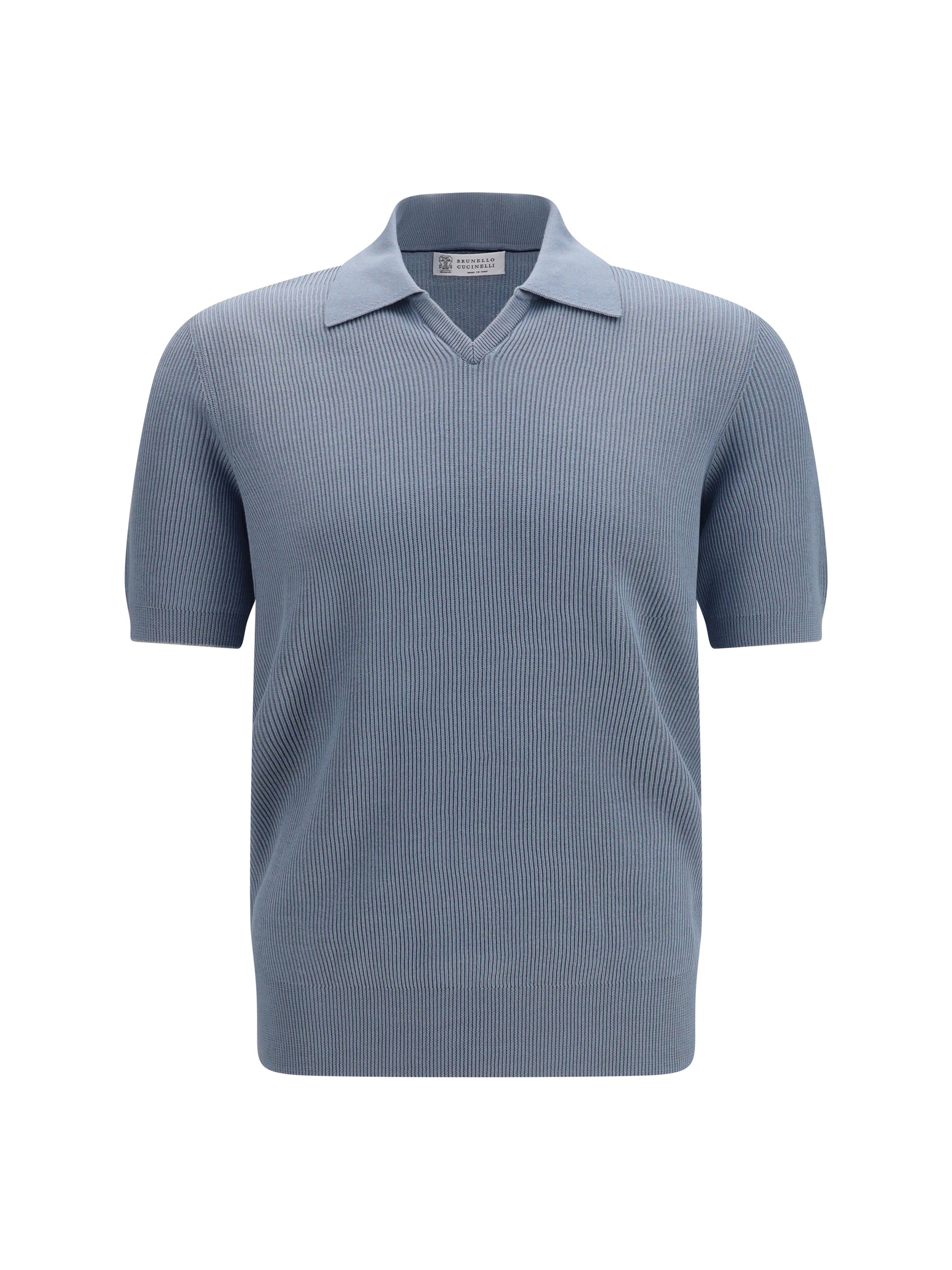 Brunello Cucinelli Men Cotton Ribbed Polo BRUNELLO CUCINELLI