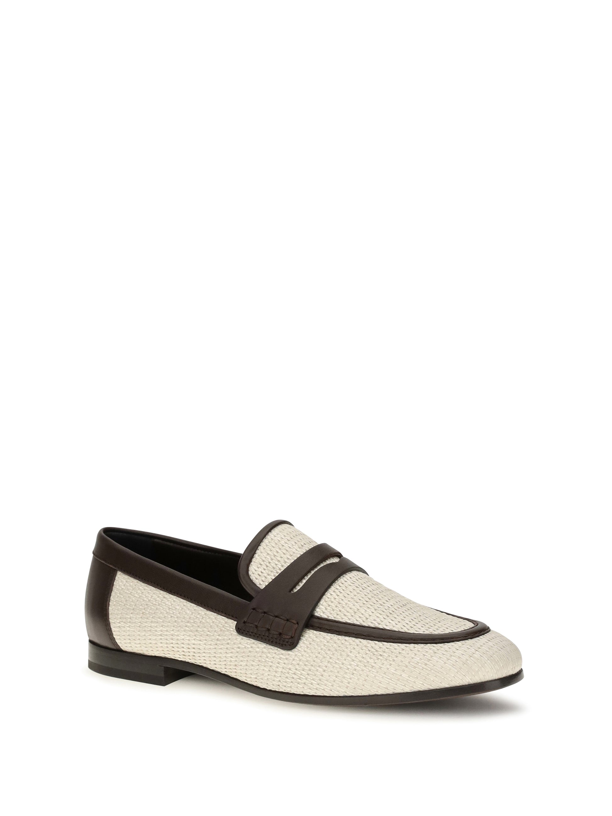 Brunello Cucinelli Women Two-Tone Leather And Raffia Loafers BRUNELLO CUCINELLI