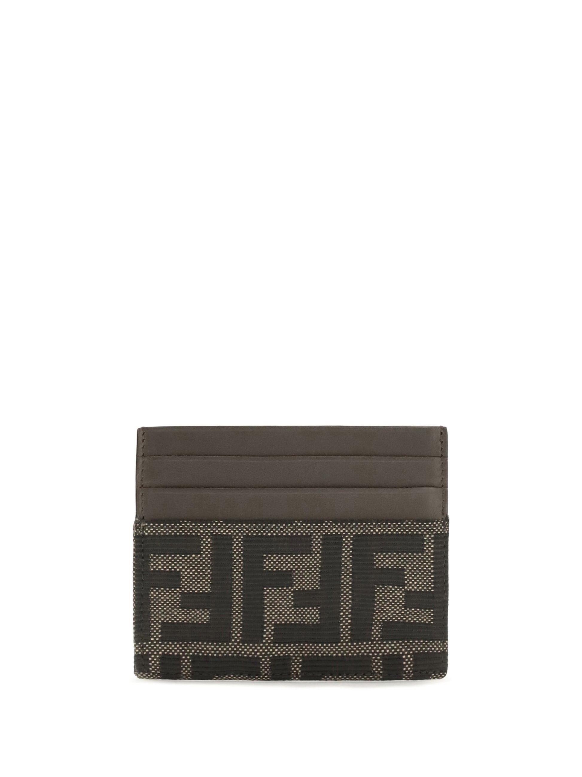 Fendi Men Ff Jacquard And Leather Card Holder FENDI