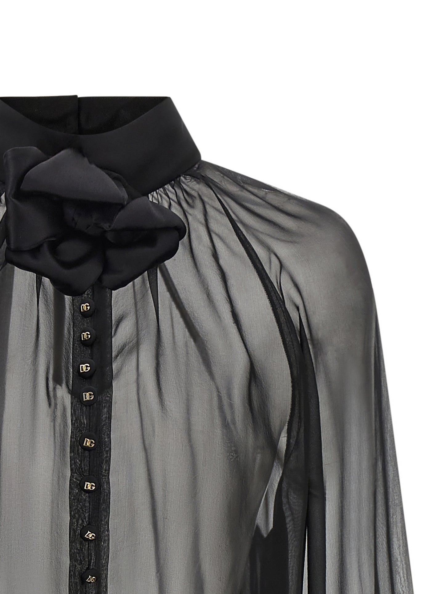 Dolce & Gabbana Women Chiffon Blouse With Flower DOLCE & GABBANA