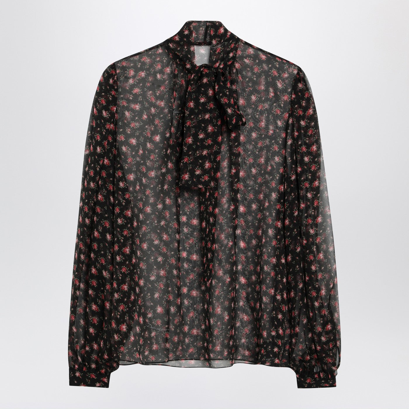 Dolce&Gabbana Black Chiffon Blouse With Small Rose Print Women DOLCE & GABBANA