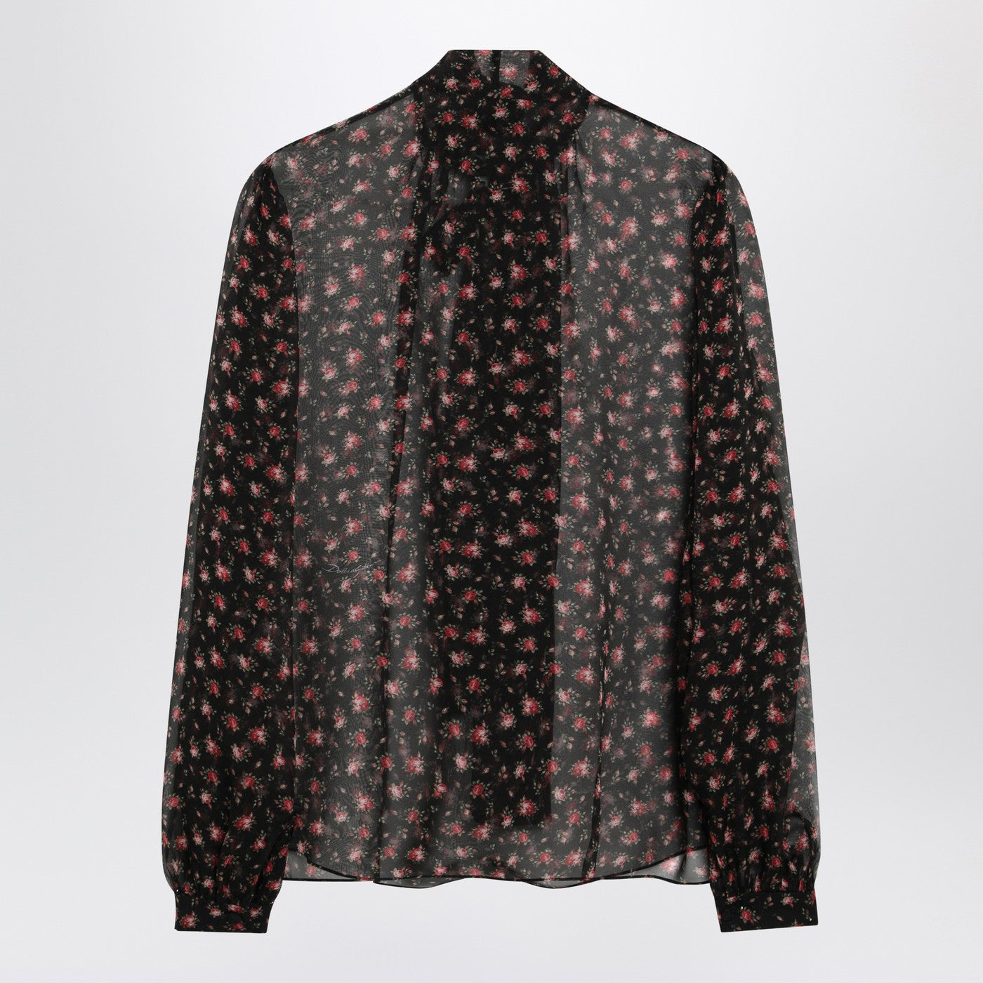Dolce&Gabbana Black Chiffon Blouse With Small Rose Print Women DOLCE & GABBANA