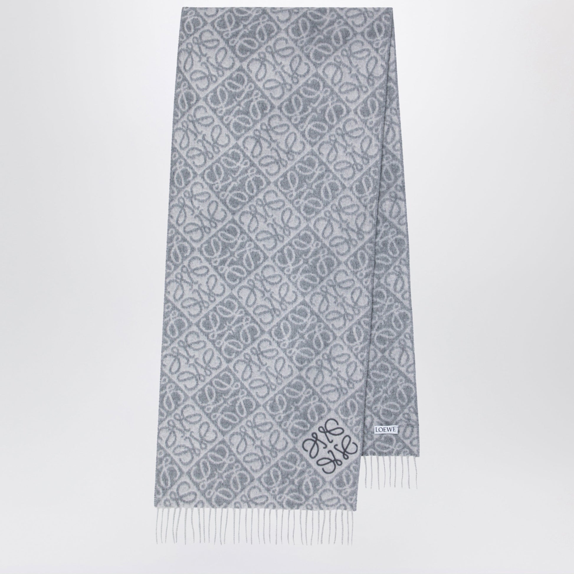 Loewe Grey Anagram Wool And Cashmere Scarf Women LOEWE