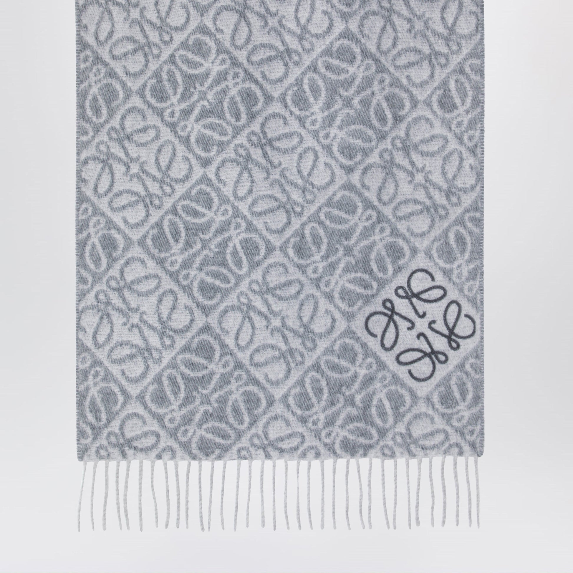 Loewe Grey Anagram Wool And Cashmere Scarf Women LOEWE