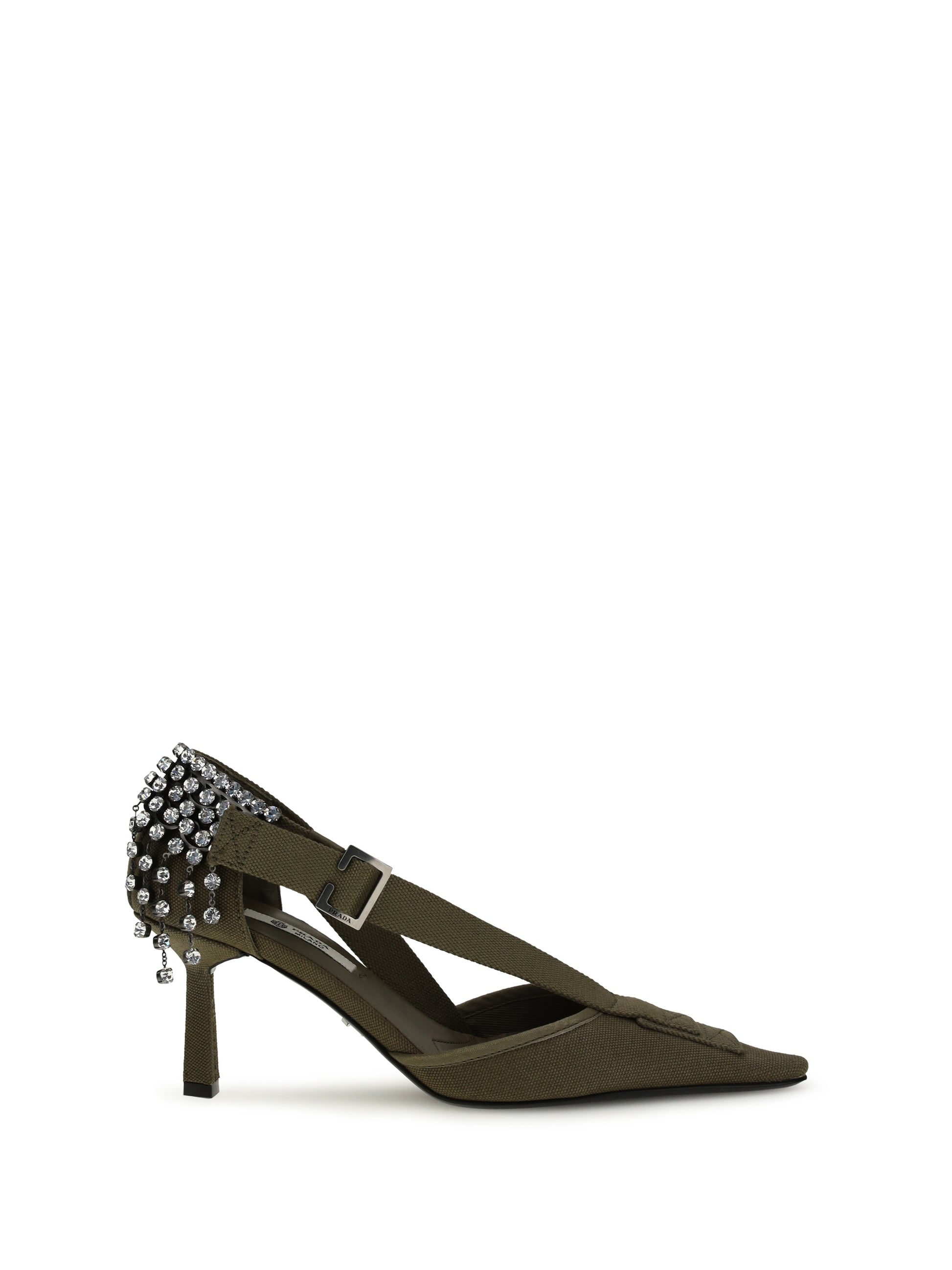 Prada Women Canvas Pumps With Crystals PRADA