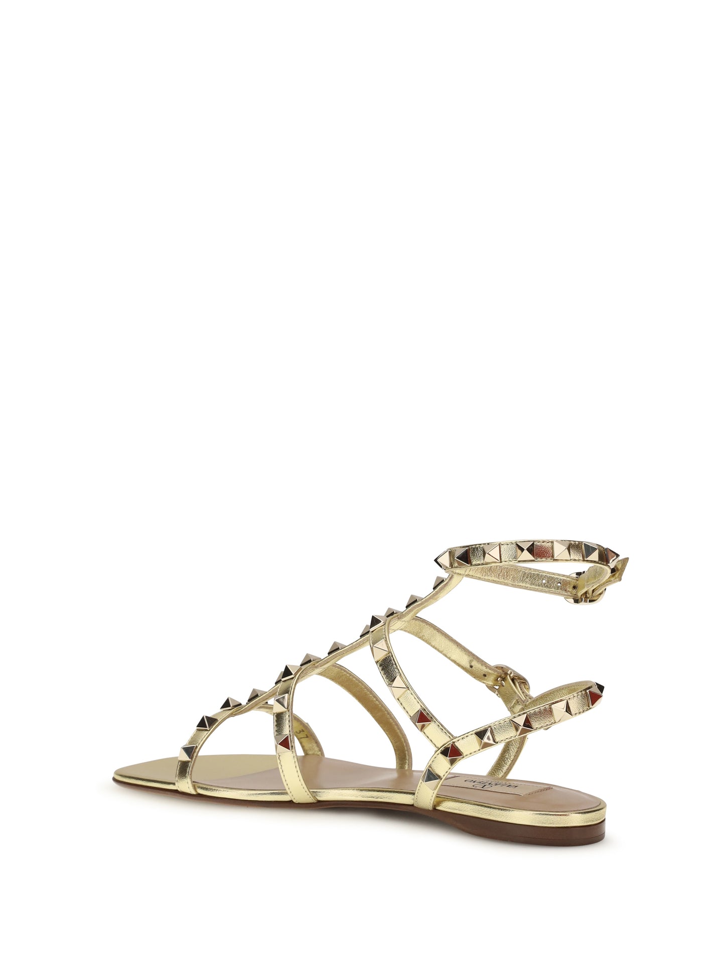 Valentino Garavani Women Rockstud Flat Sandals Laminated Leather VALENTINO GARAVANI