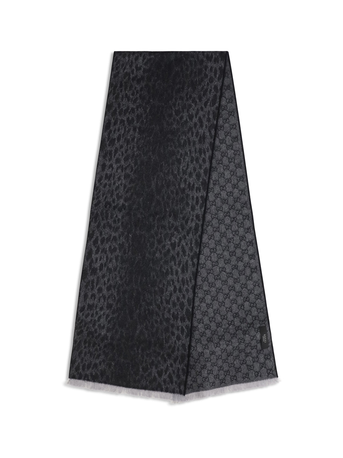 Gucci Women Leopard-Print Wool Scarf With Monogram GUCCI