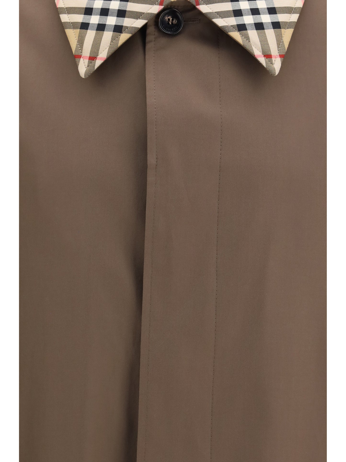 Burberry Men Tottenham Cotton Gabardine Coat With Check Collar BURBERRY