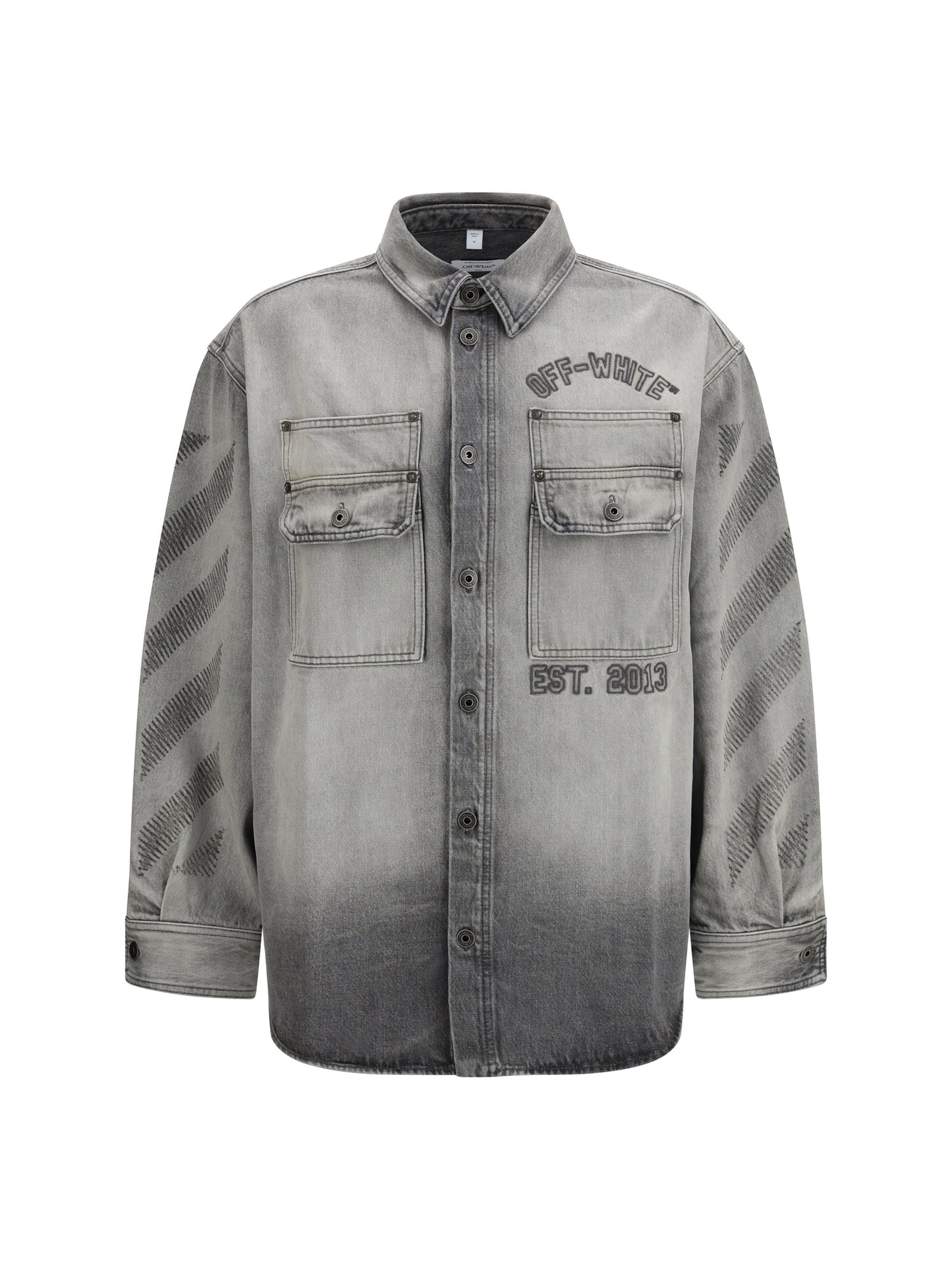 Off-White Men Diag Military Overshirt In Denim OFF-WHITE