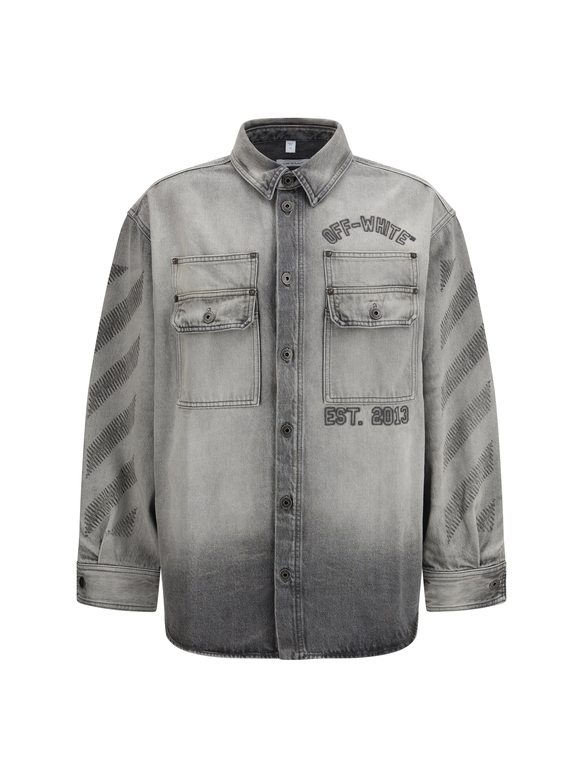 Off-White Men Diag Military Overshirt In Denim OFF-WHITE
