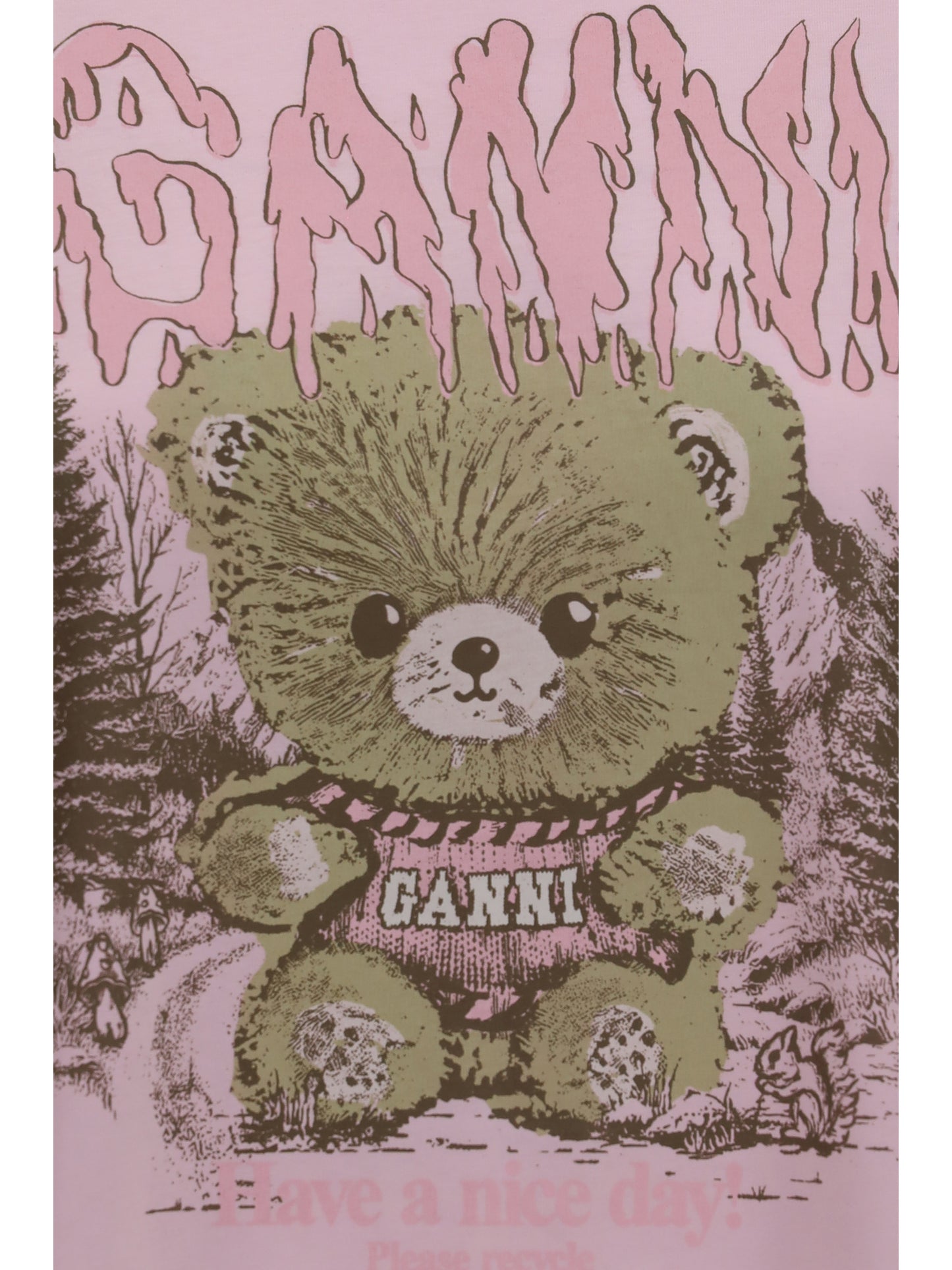 Ganni Women Teddy Forest Cotton T-Shirt GANNI
