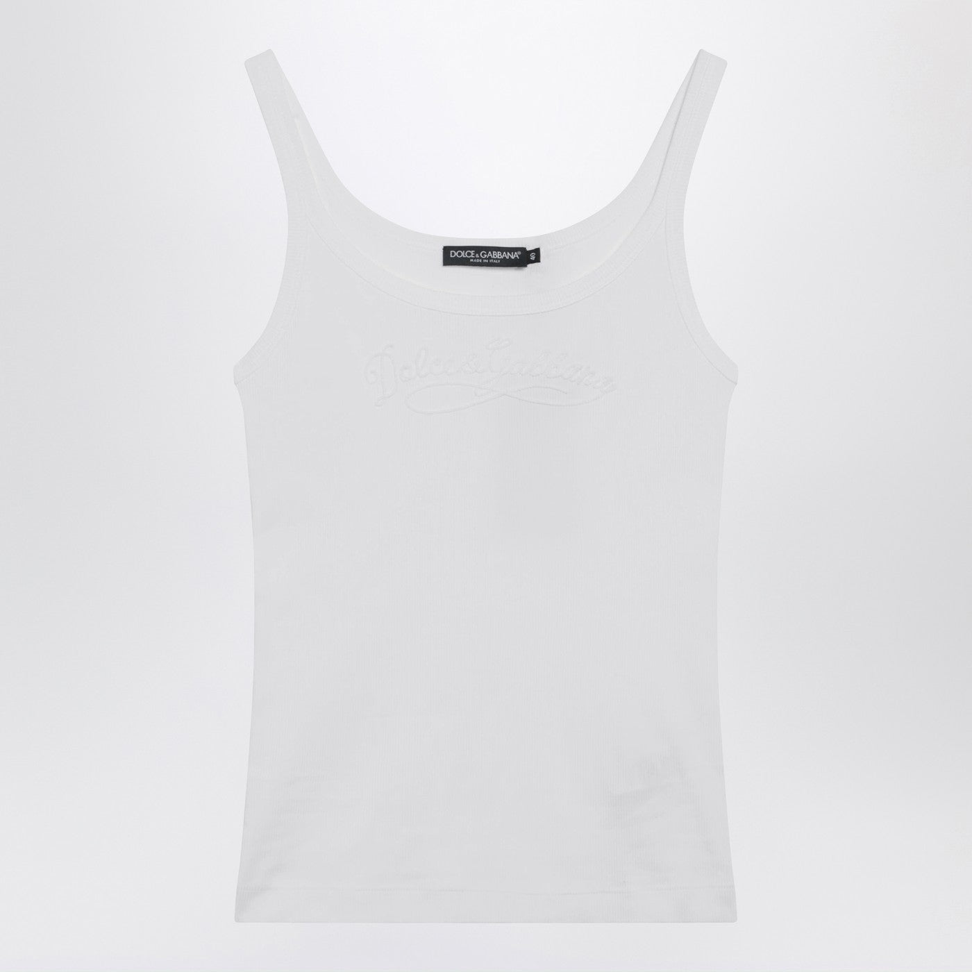 Dolce&Gabbana White Tank Top With Logo Embroidery Women DOLCE & GABBANA