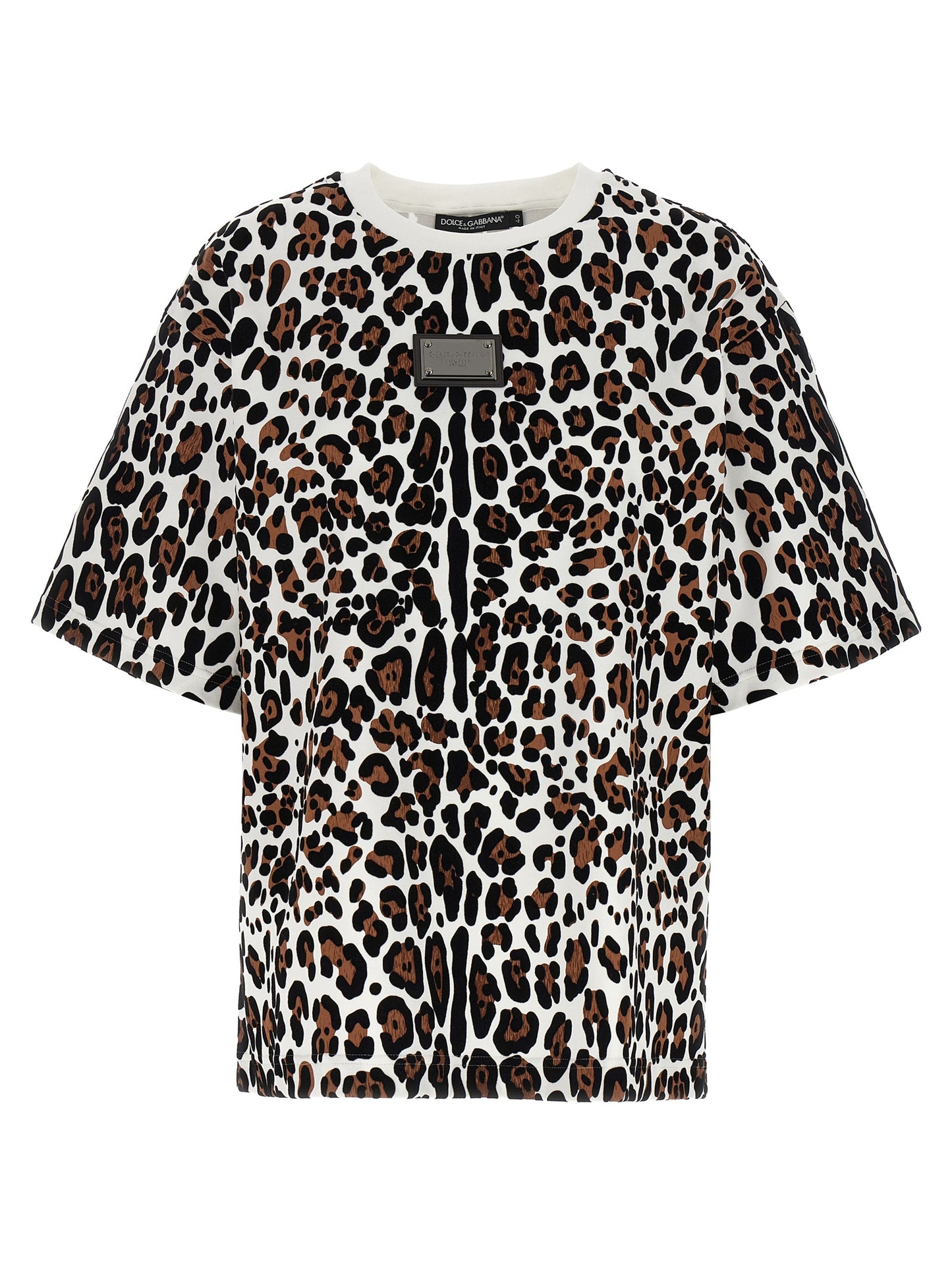 Dolce & Gabbana Women Animal Print Logo Plaque T-Shirt DOLCE & GABBANA